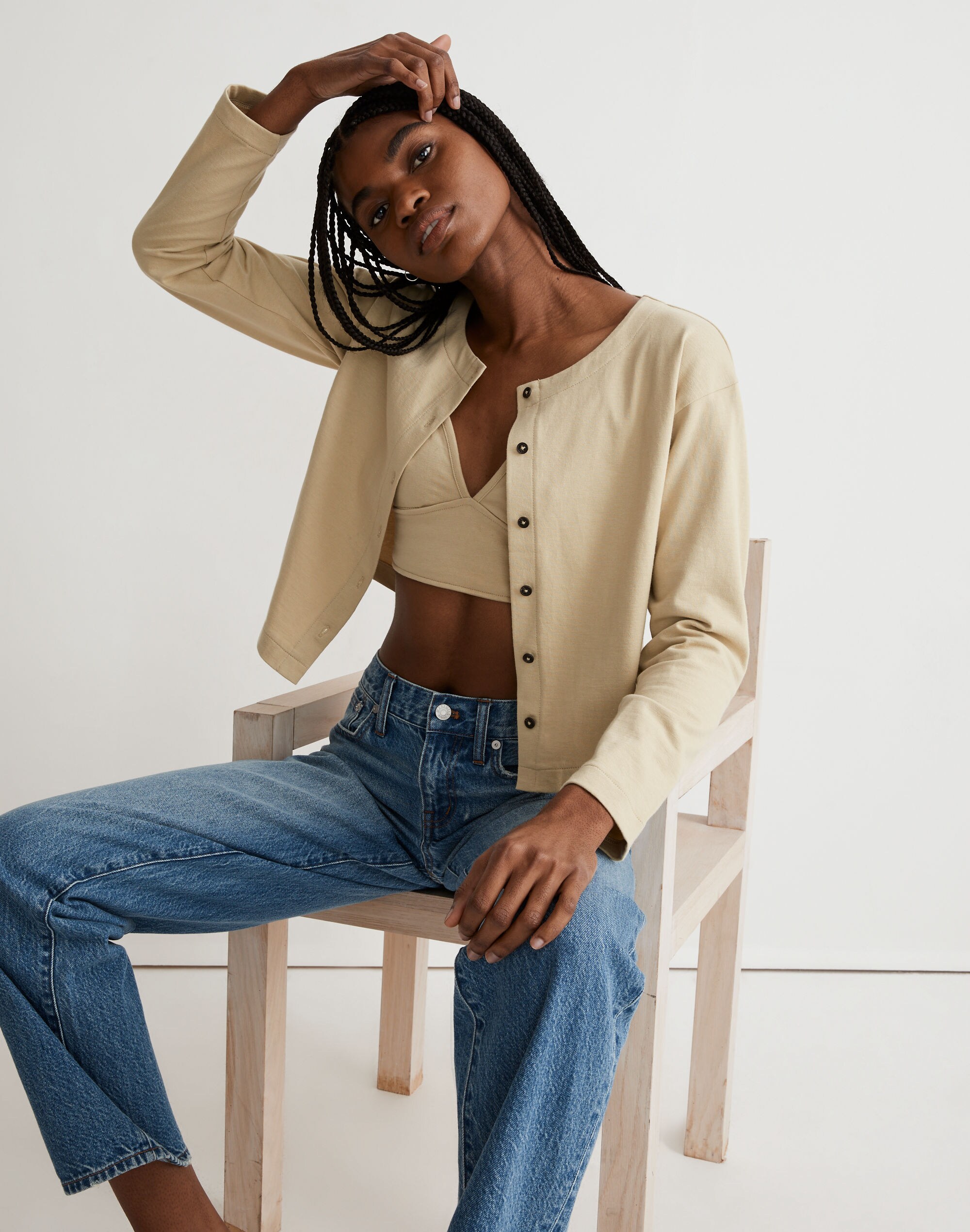 Boxy Button-Front Crop Cardigan