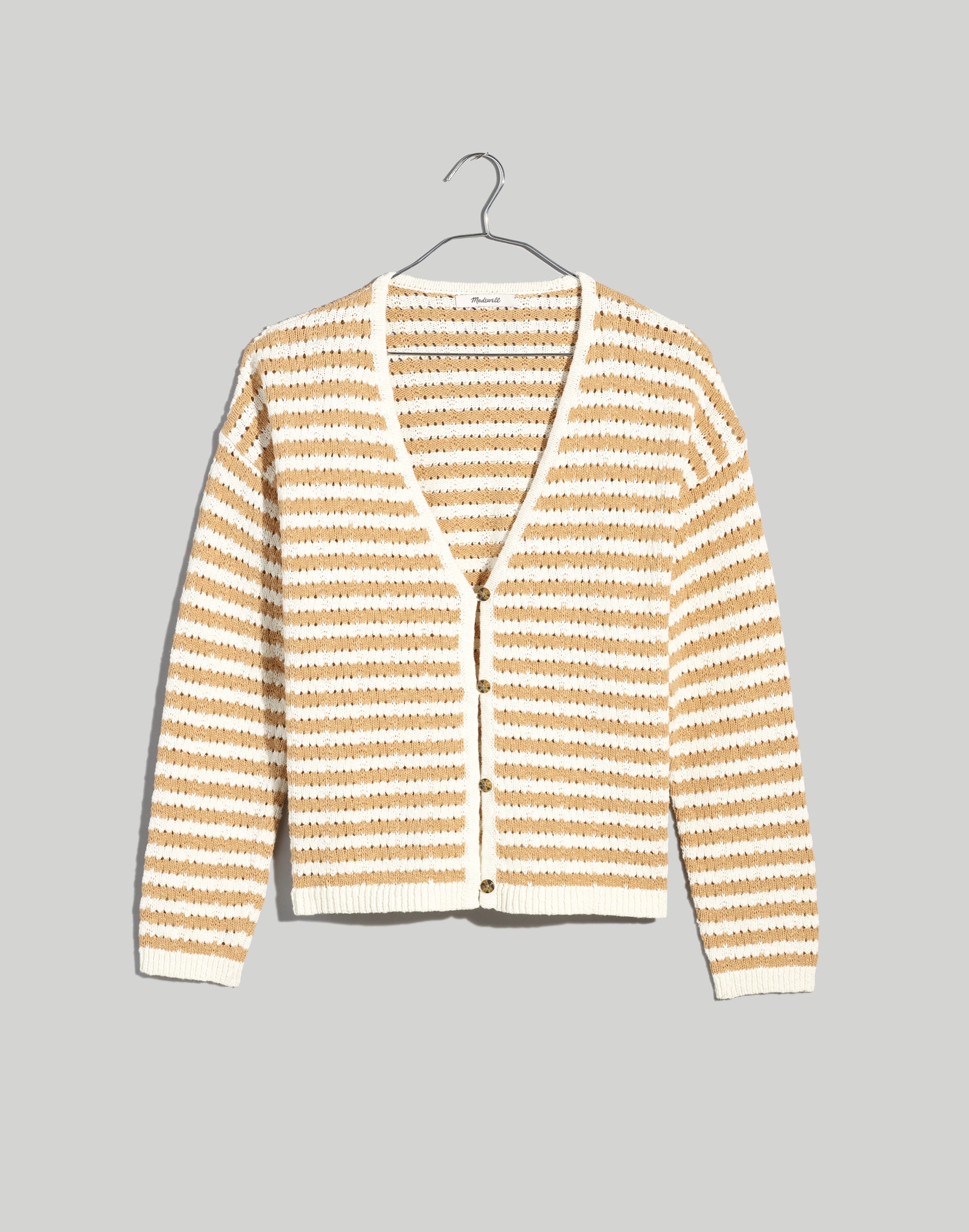 Open-Stitch Cardigan Sweater in Stripe