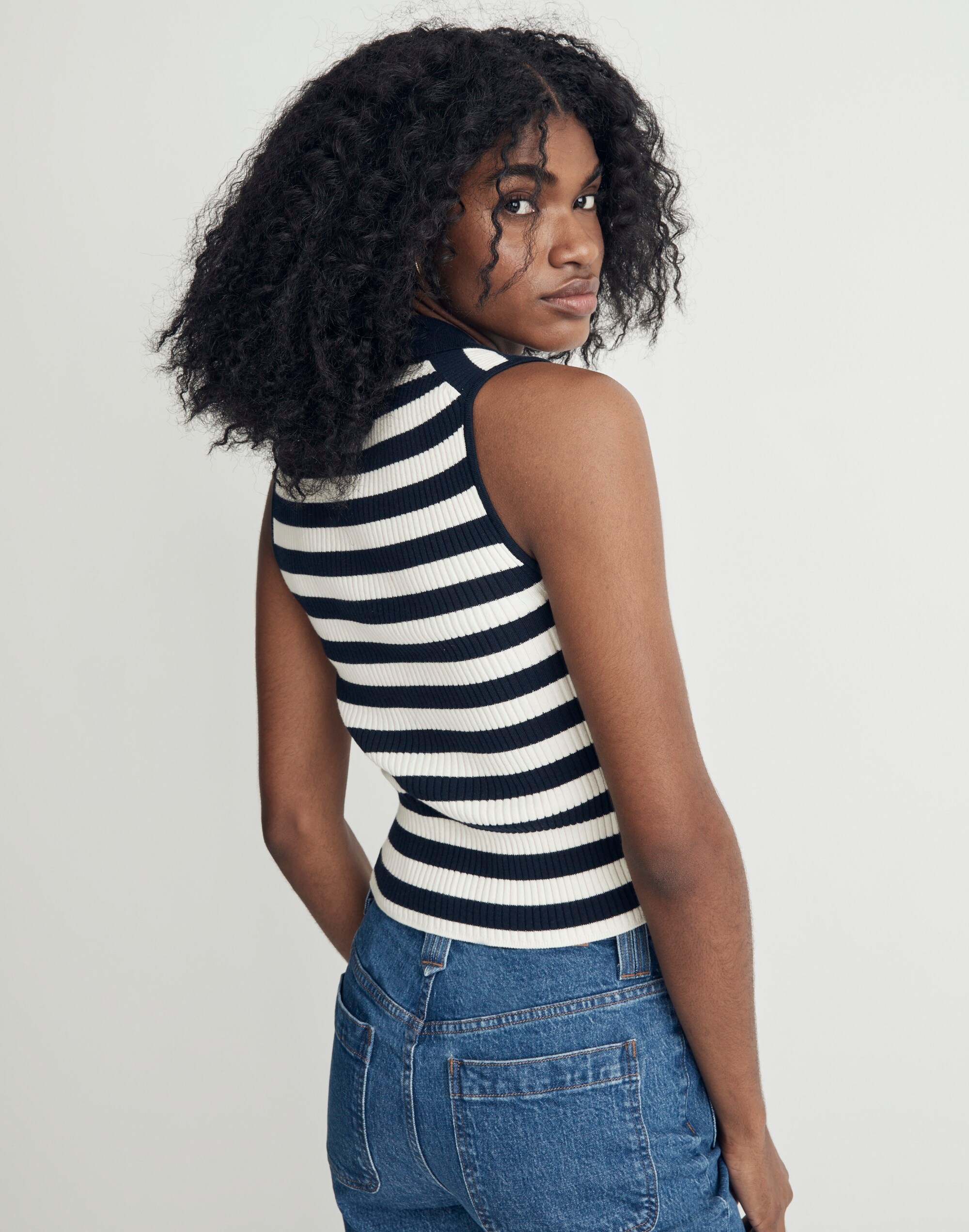 Owen Polo Sweater Tank in Stripe