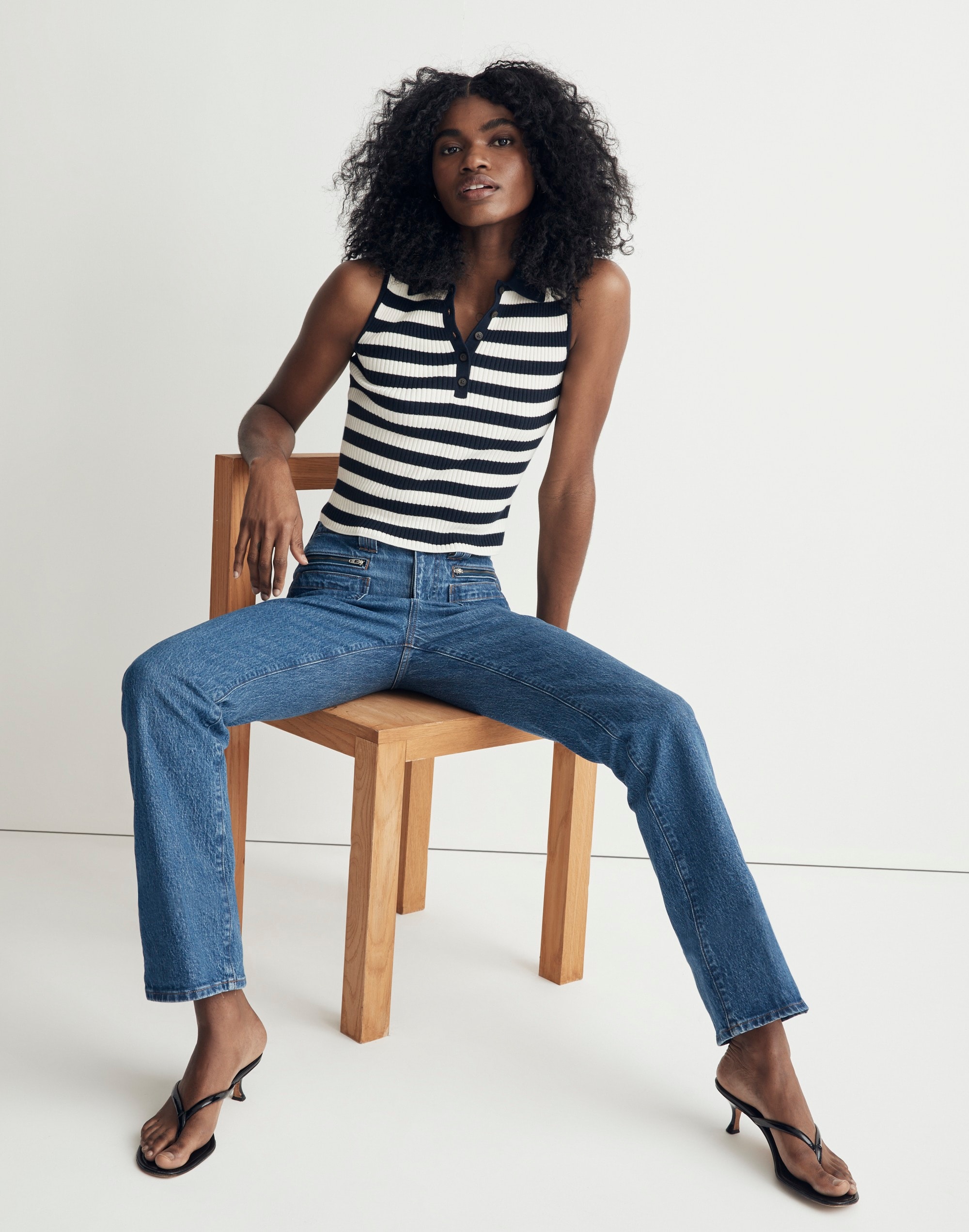 Owen Polo Sweater Tank in Stripe