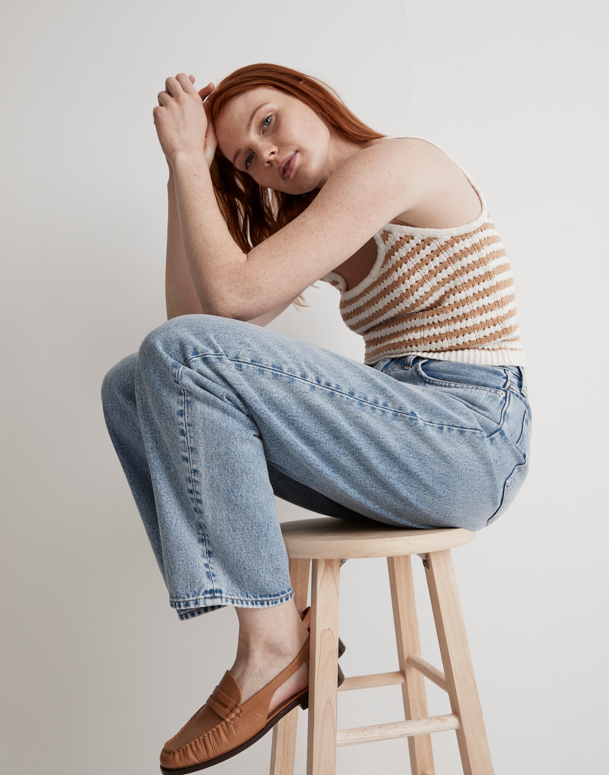 Striped Open-Stitch Sweater Tank Alternate Image 4