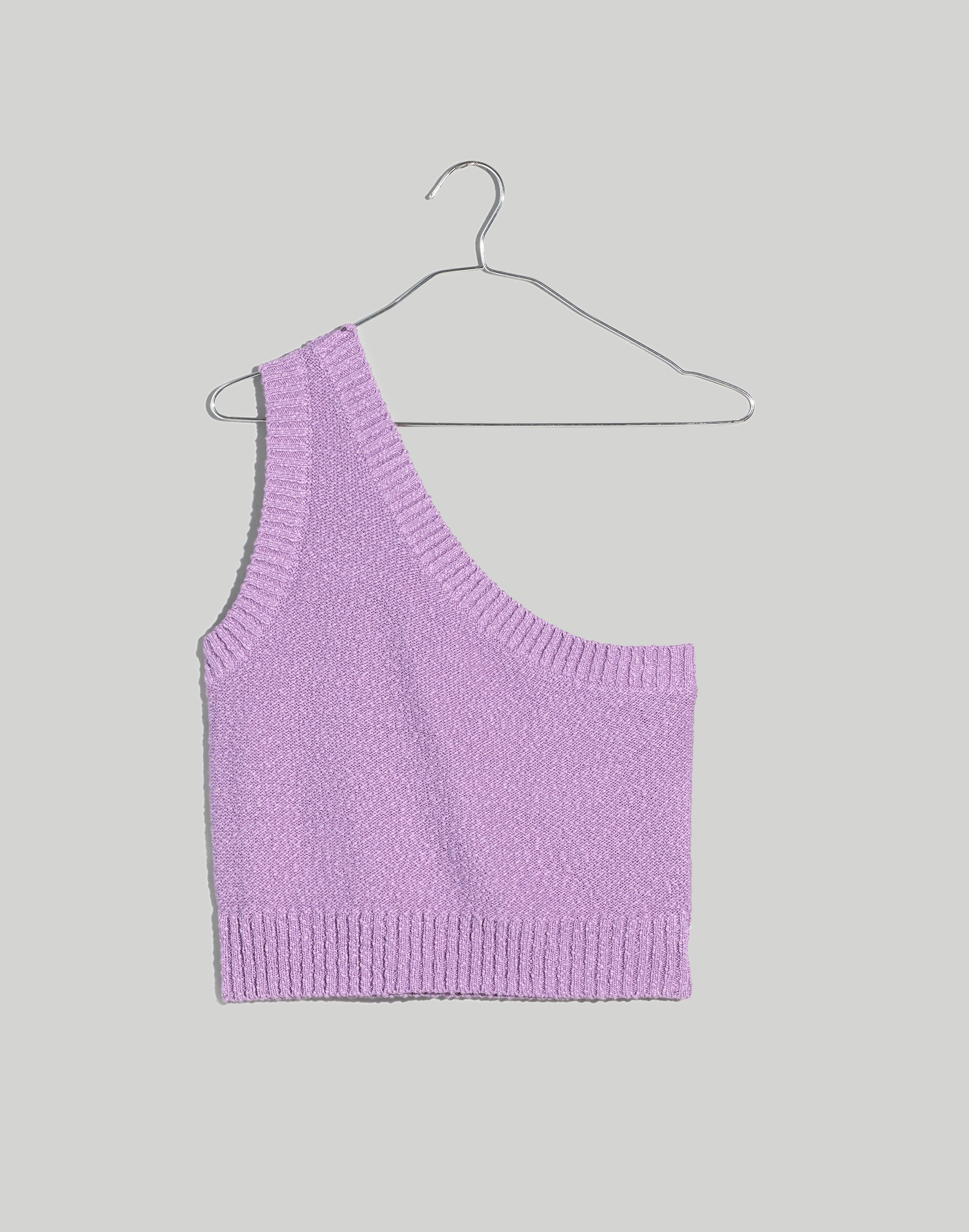 Textural-Knit One-Shoulder Sweater Tank