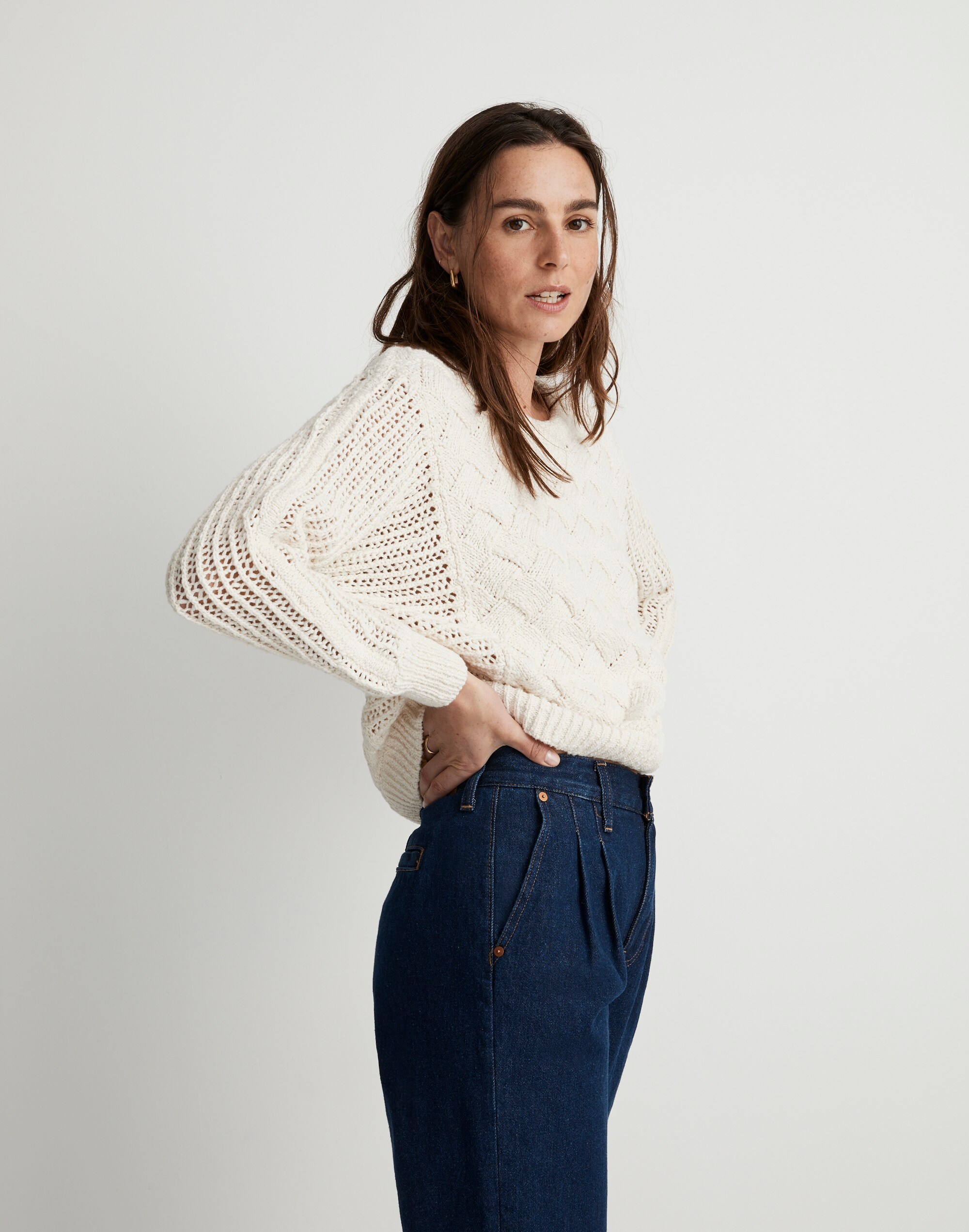 Macomb Open-Stitch Pullover Sweater