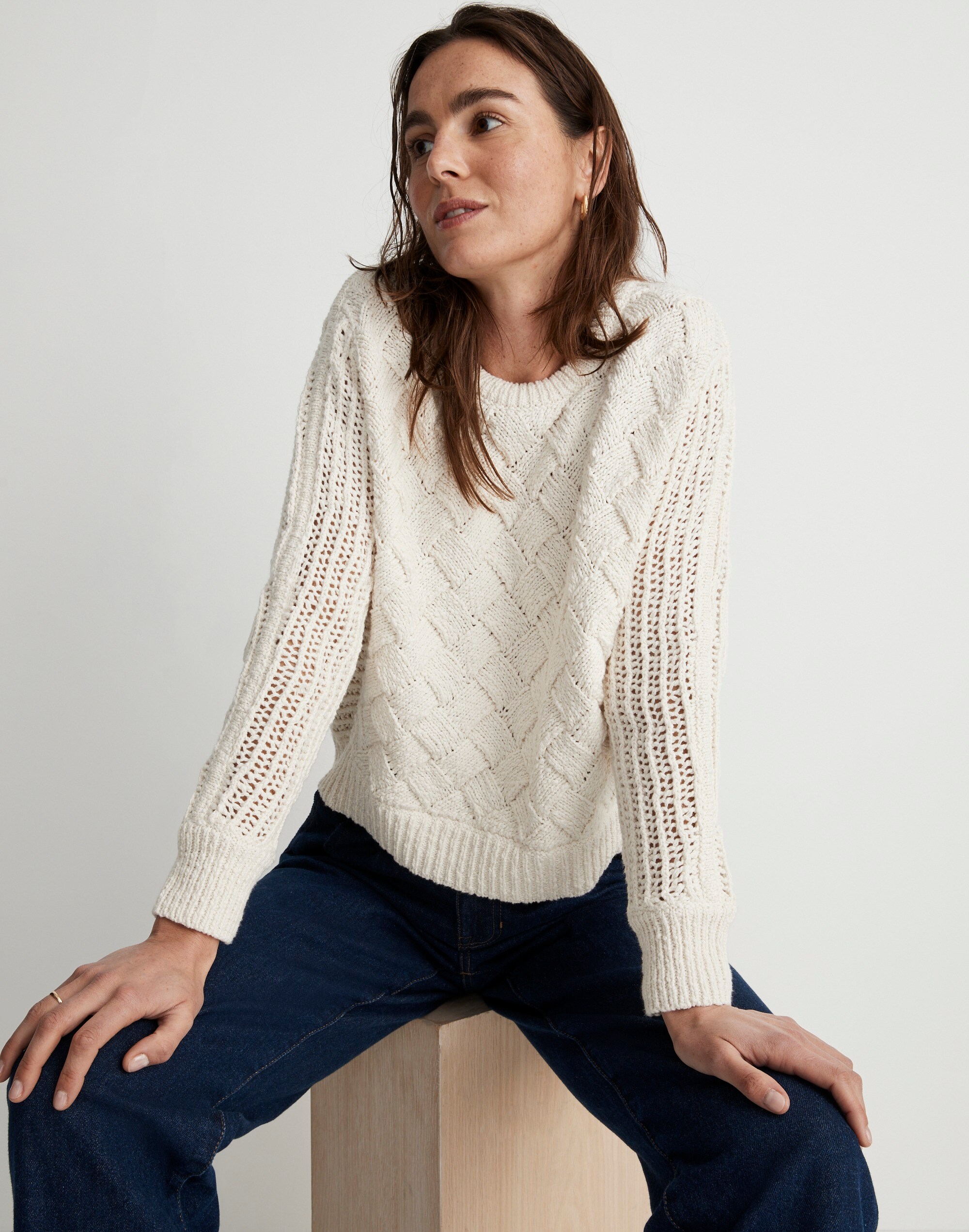 Macomb Open-Stitch Pullover Sweater