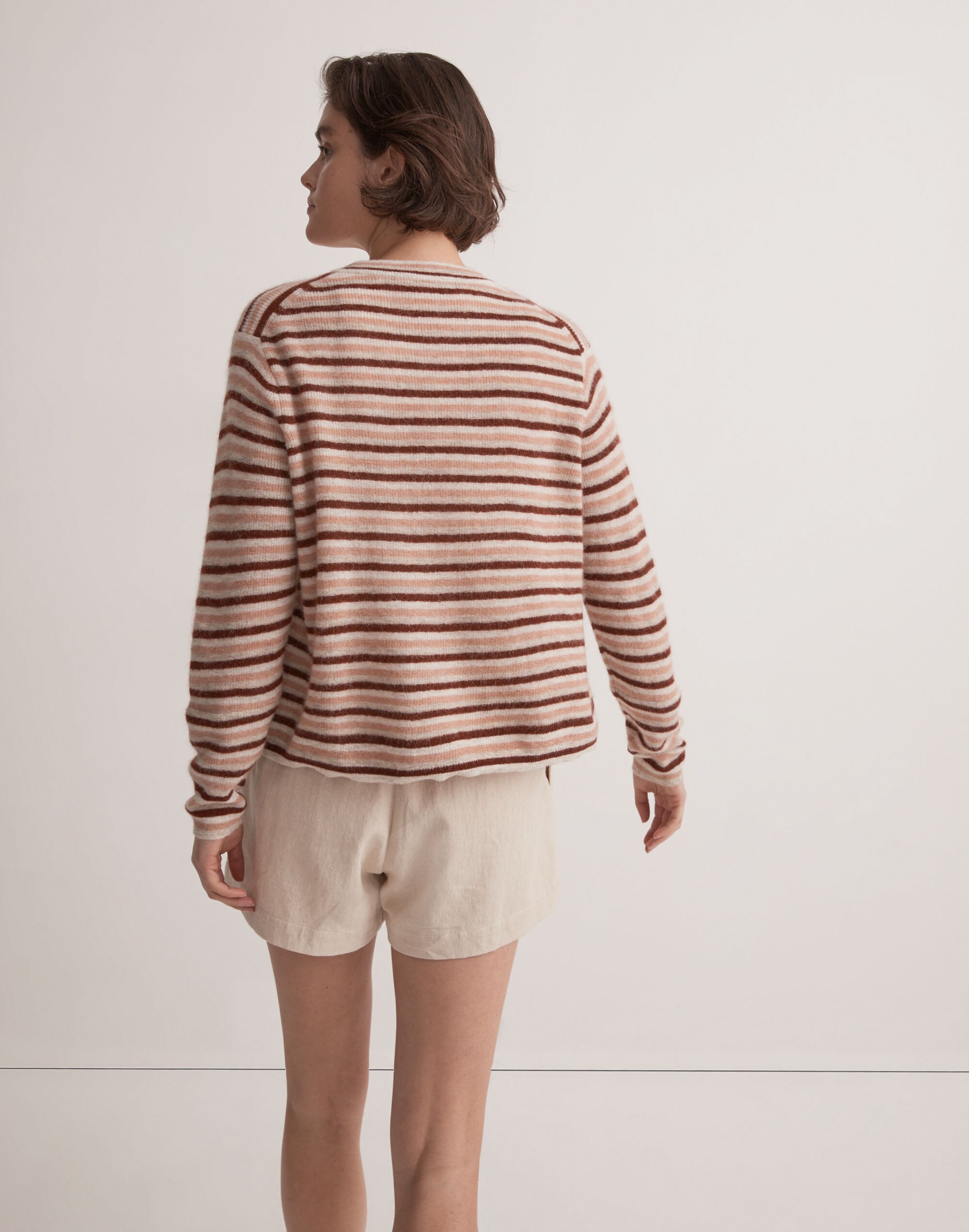Chivon Alpaca-Blend Cardigan Sweater in Stripe