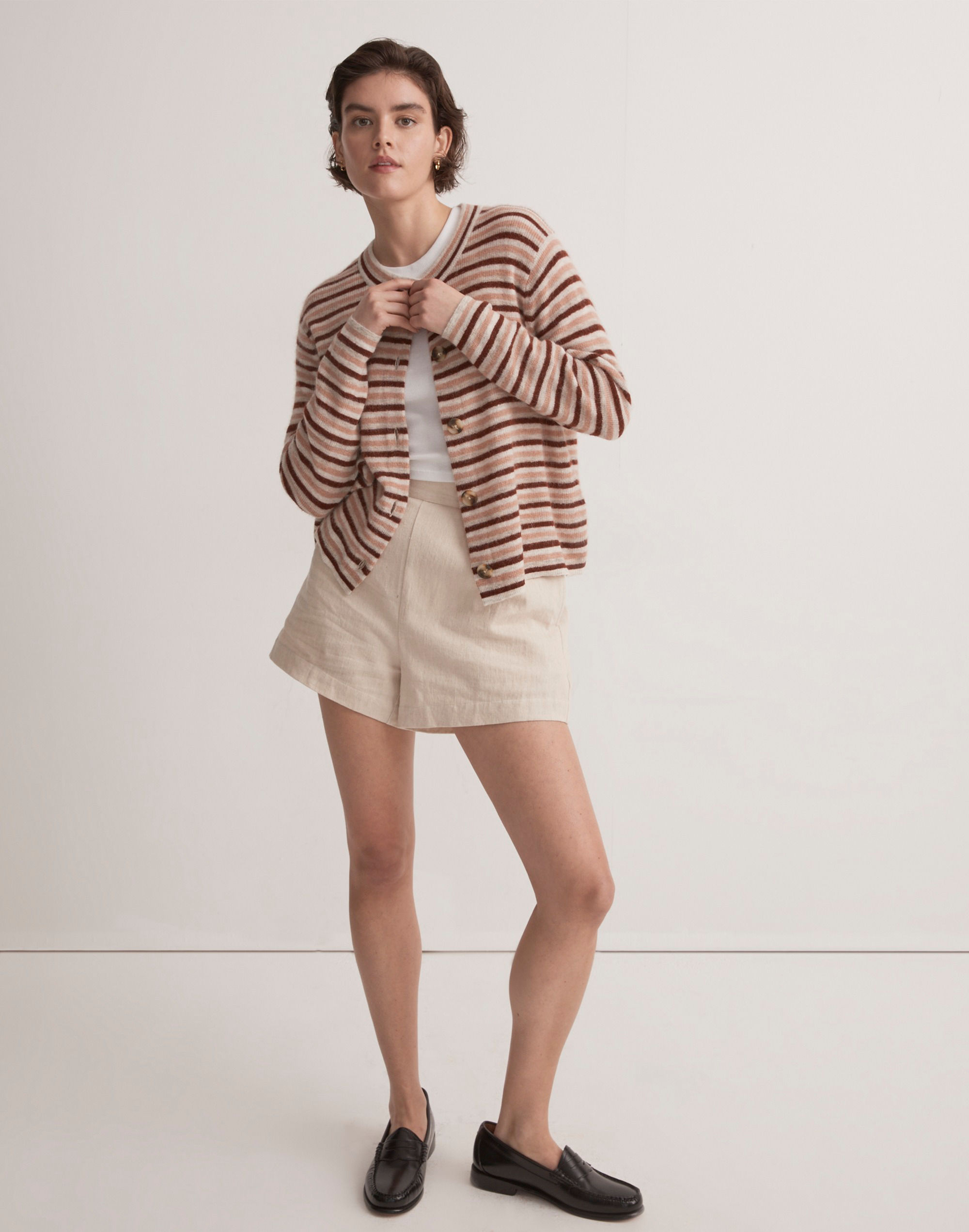 Chivon Alpaca-Blend Cardigan Sweater in Stripe