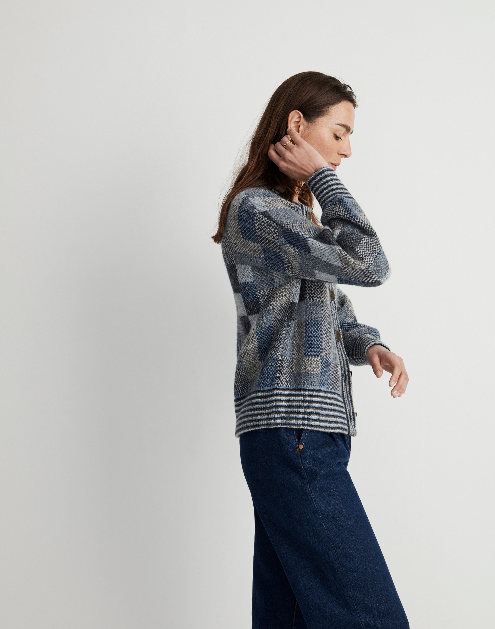 Tomar Patchwork Jacquard Cardigan Sweater