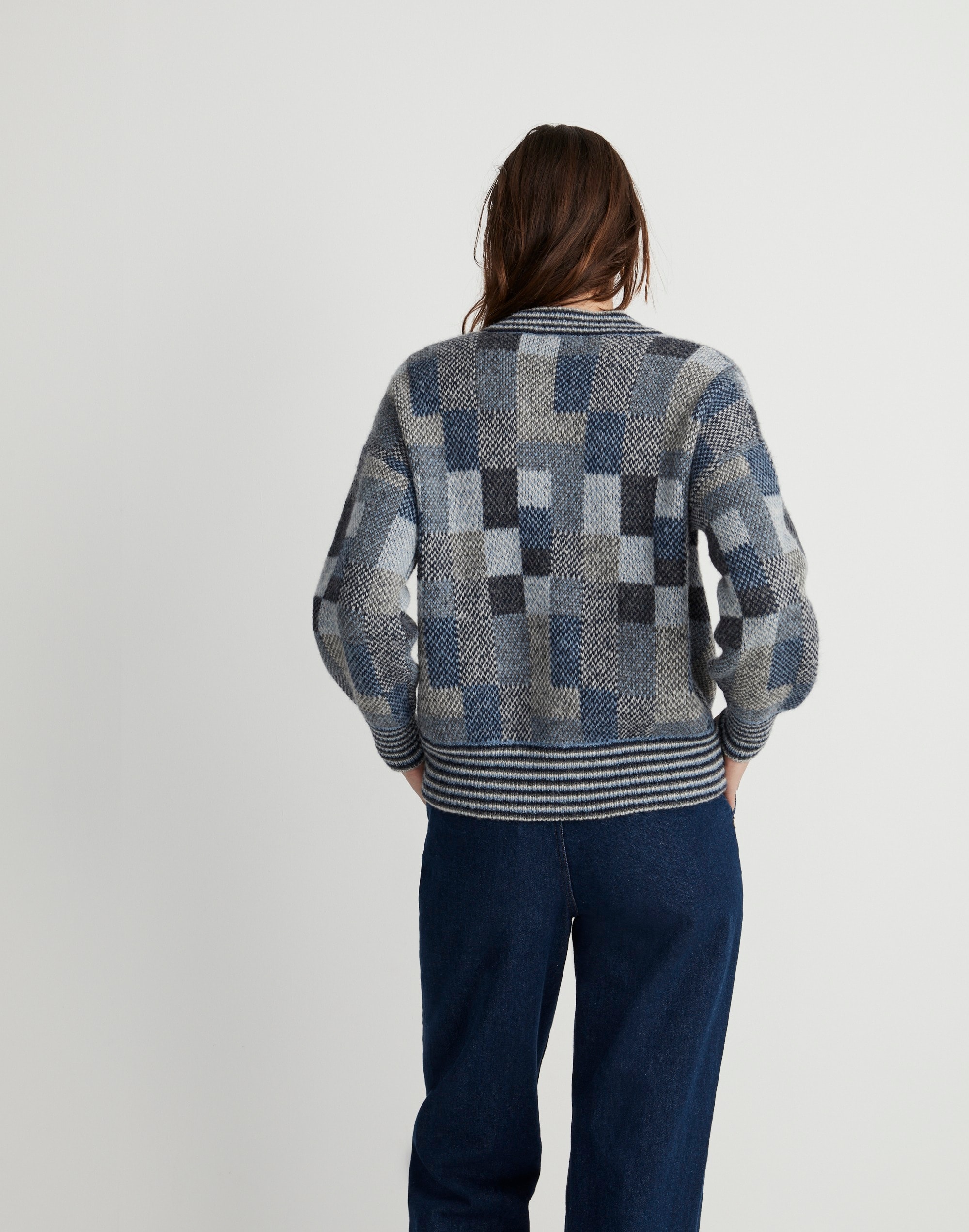 Tomar Patchwork Jacquard Cardigan Sweater