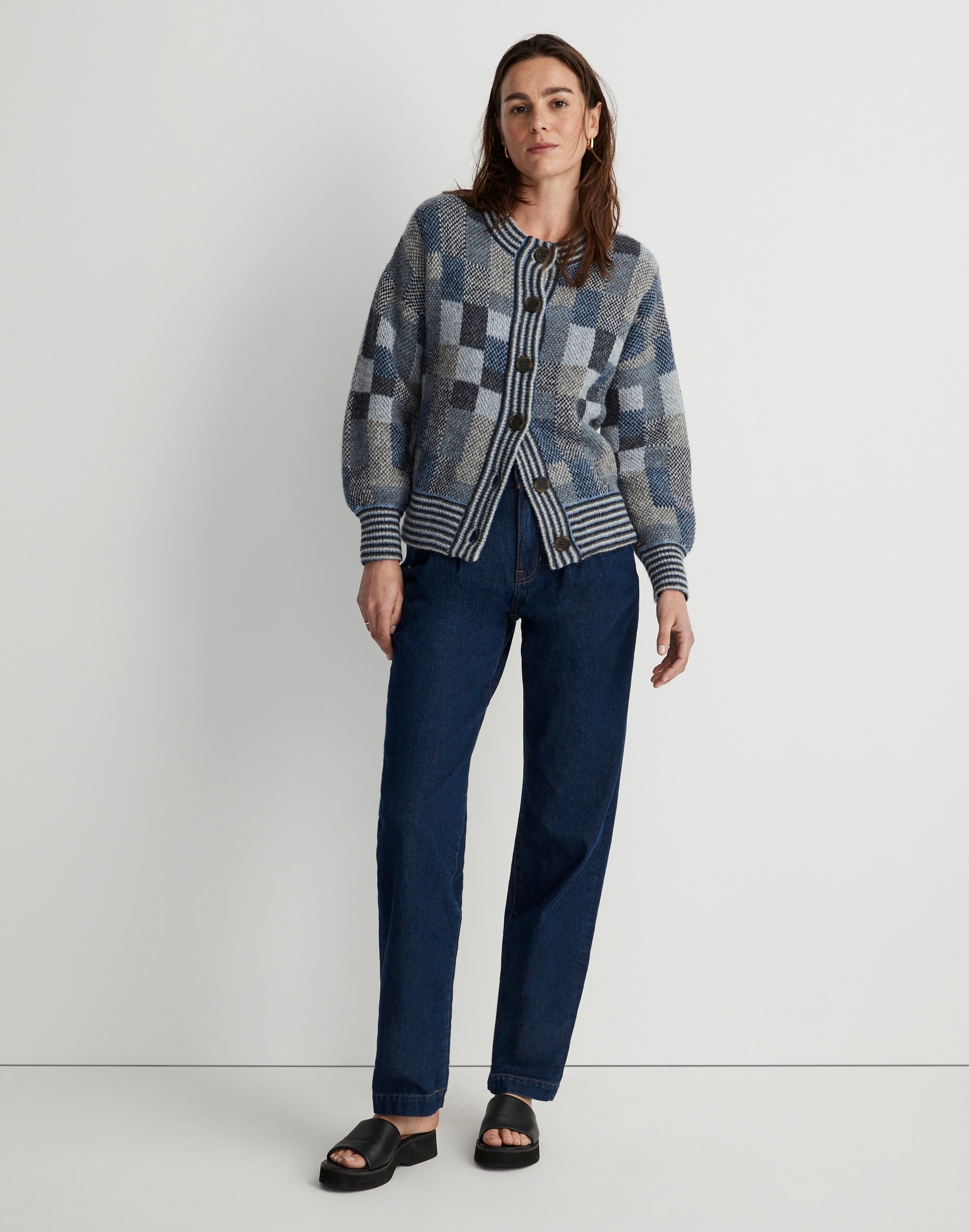Tomar Patchwork Jacquard Cardigan Sweater