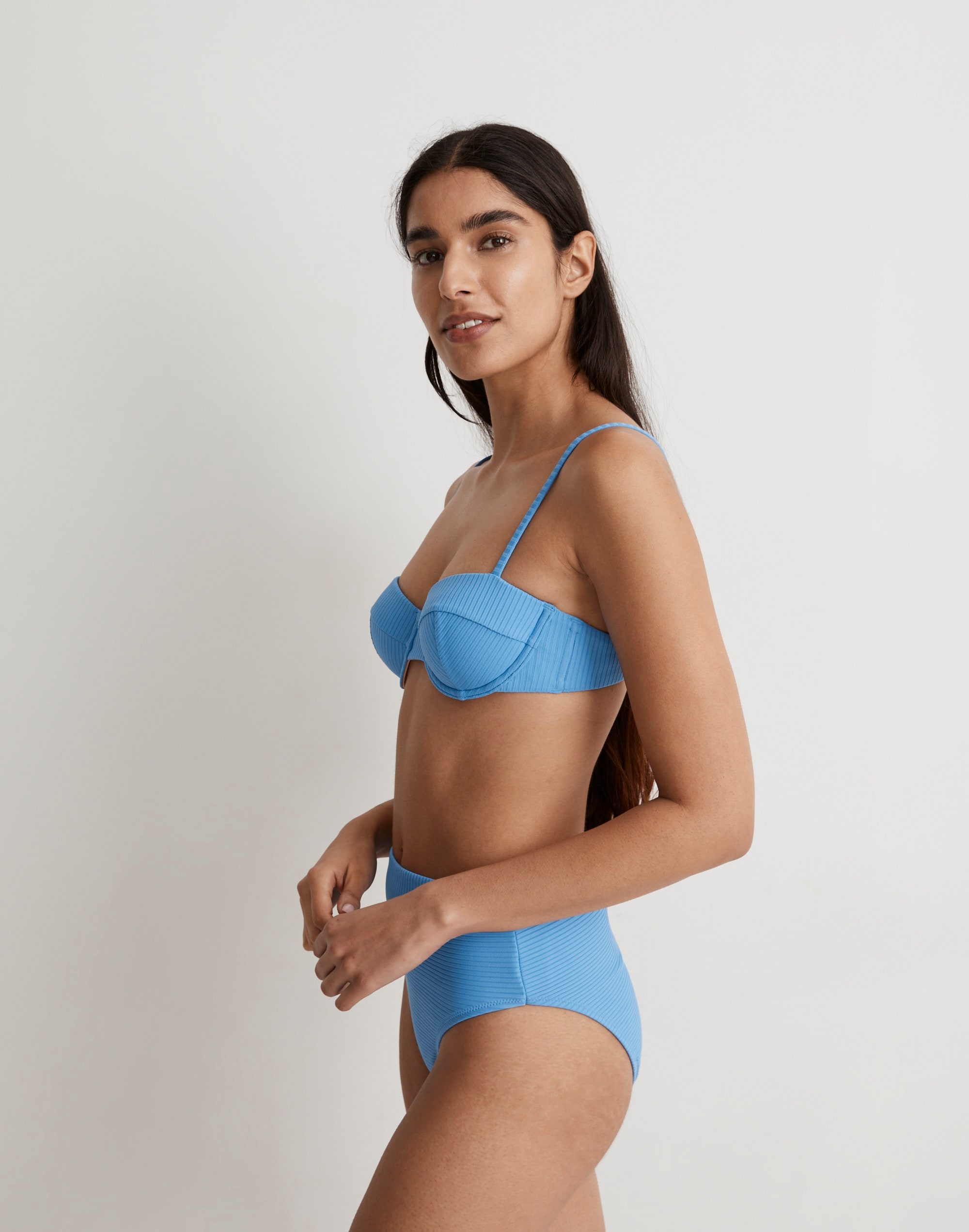 Ribbed High-Cut Bikini Bottom