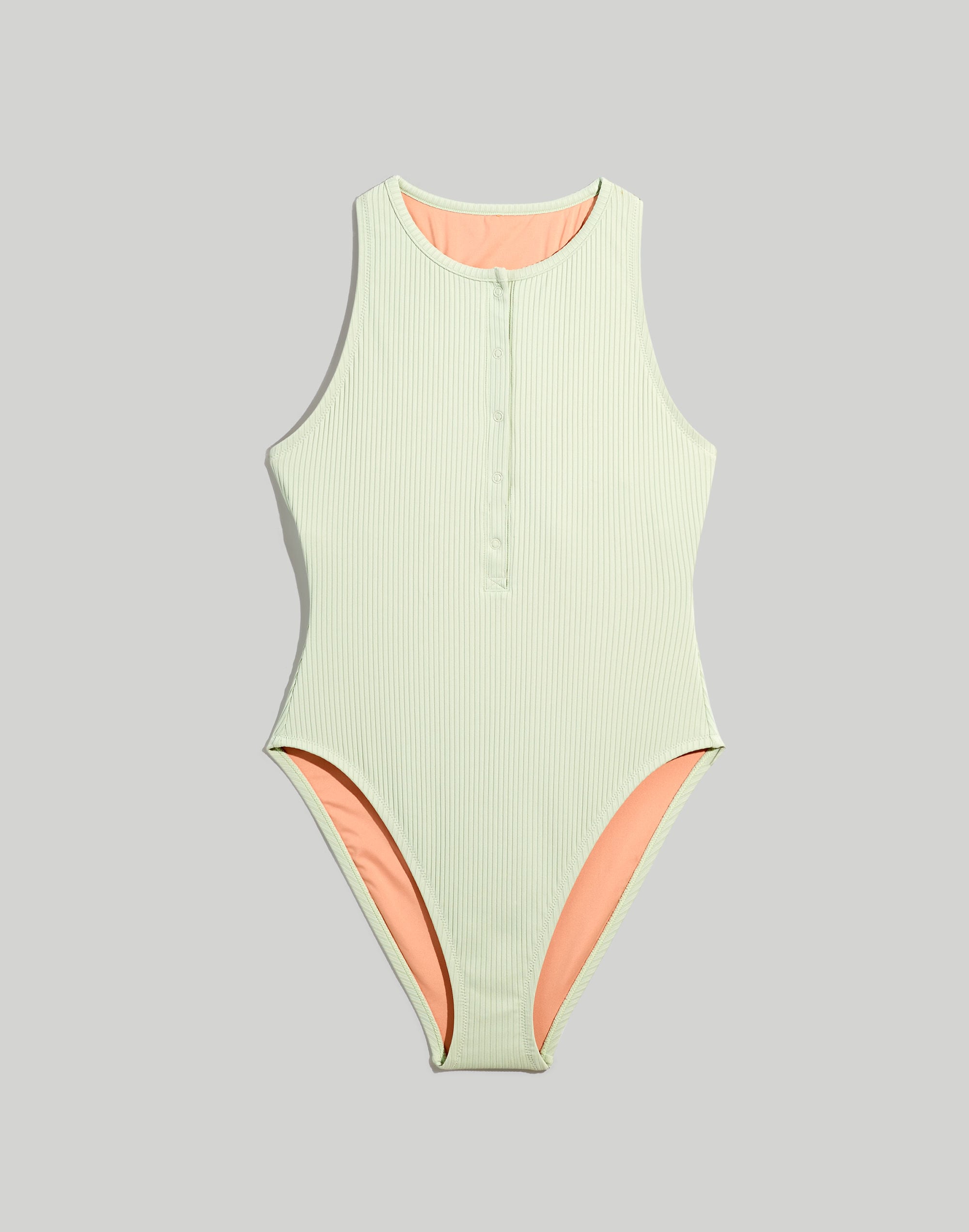 Ribbed Snap-Front One-Piece Swimsuit