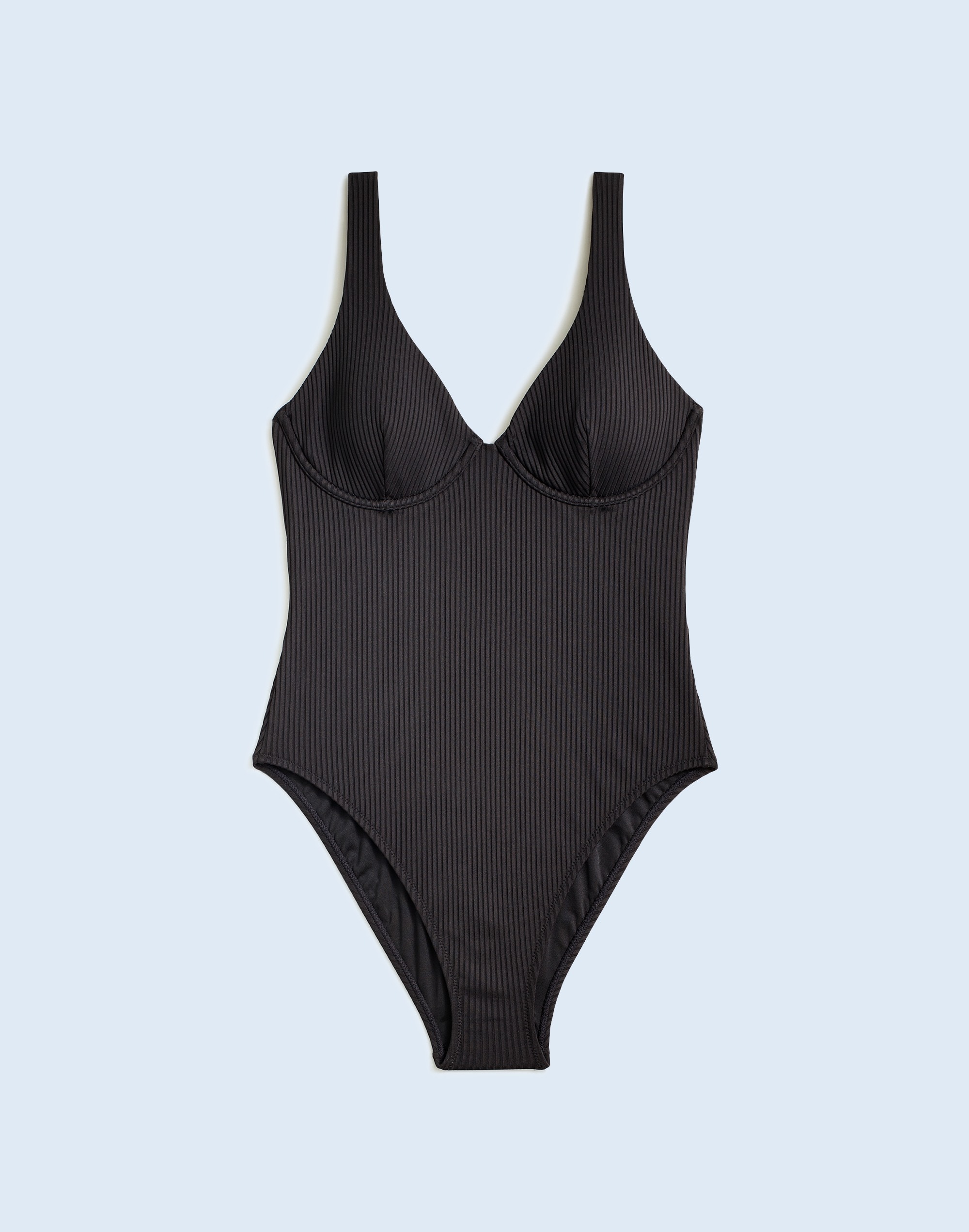 Ribbed Underwire Open-Back One-Piece Swimsuit