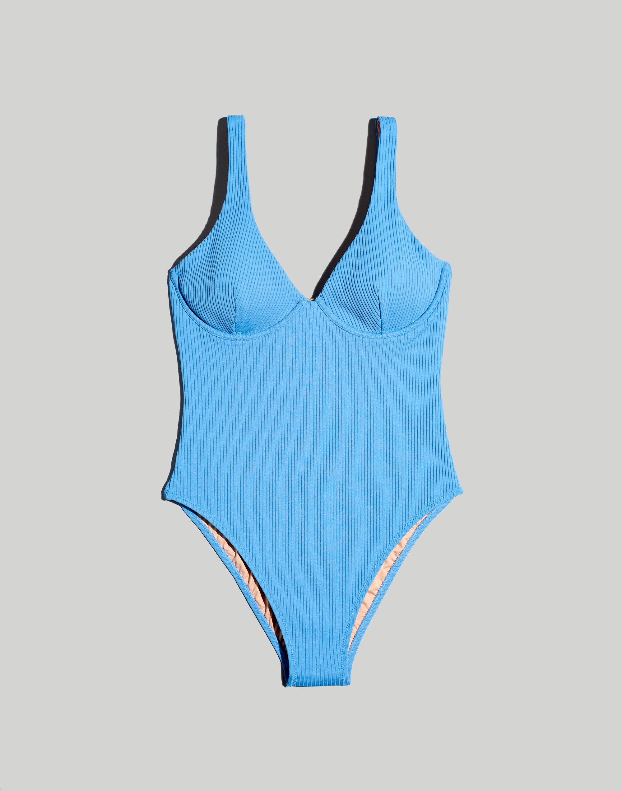 Ribbed Underwire Open-Back One-Piece Swimsuit