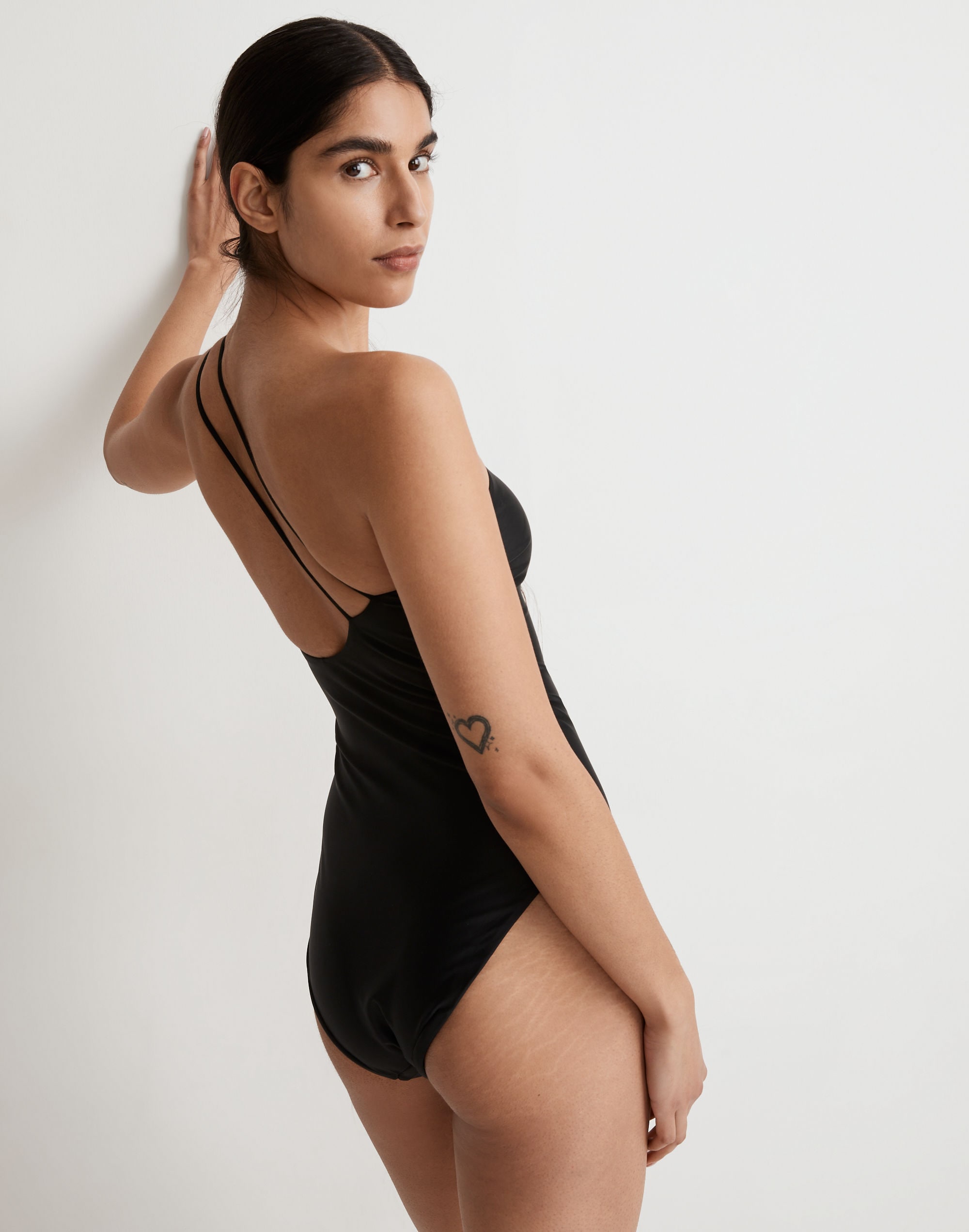 Double-Strap One-Shoulder One-Piece Swimsuit