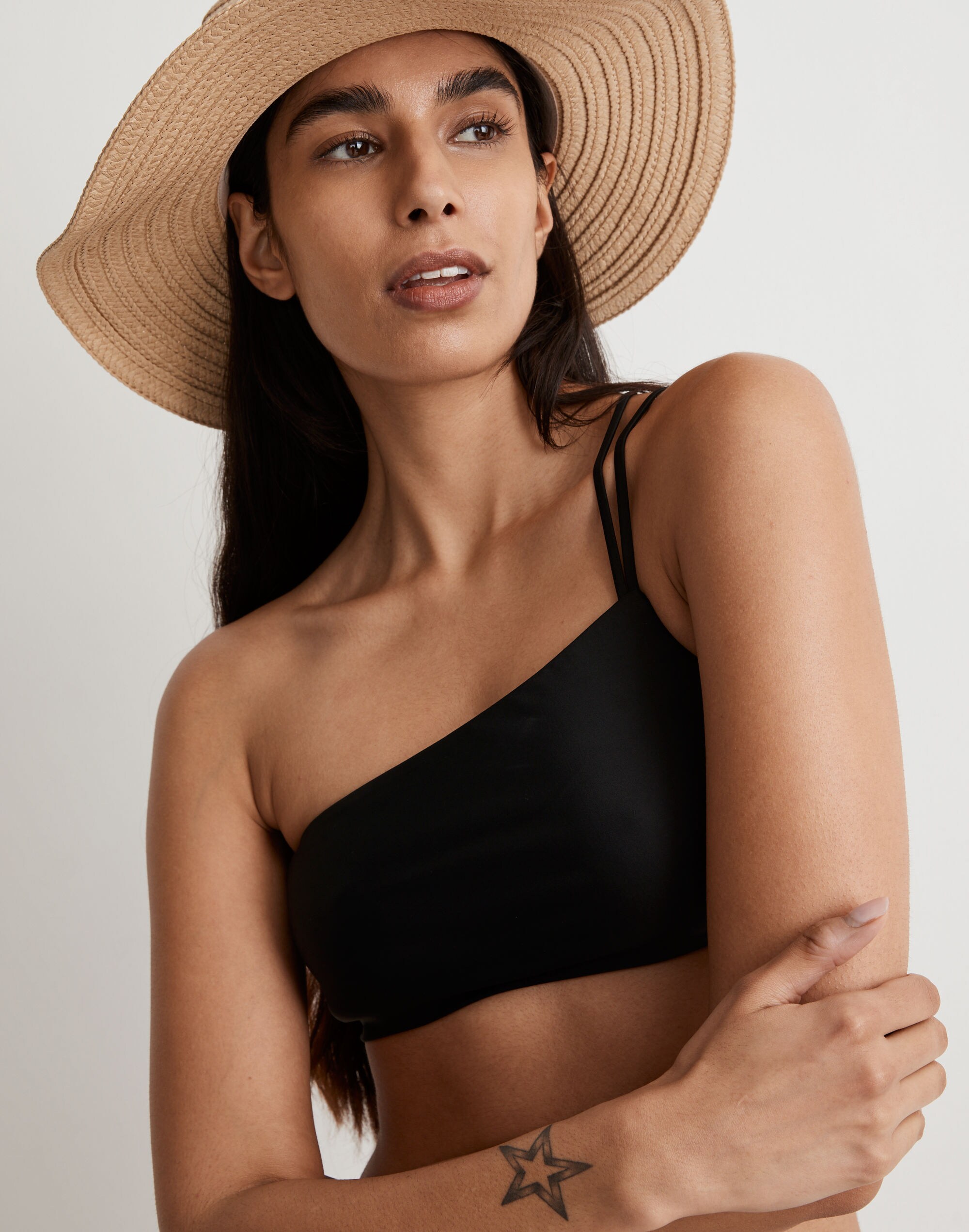 Double-Strap One-Shoulder Bikini Top