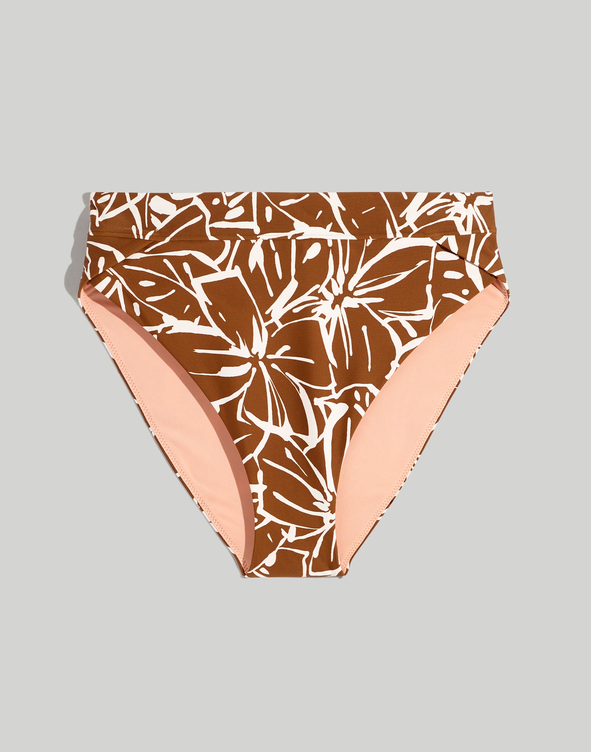 High-Rise Crossover Bikini Bottom in Abstract Flora