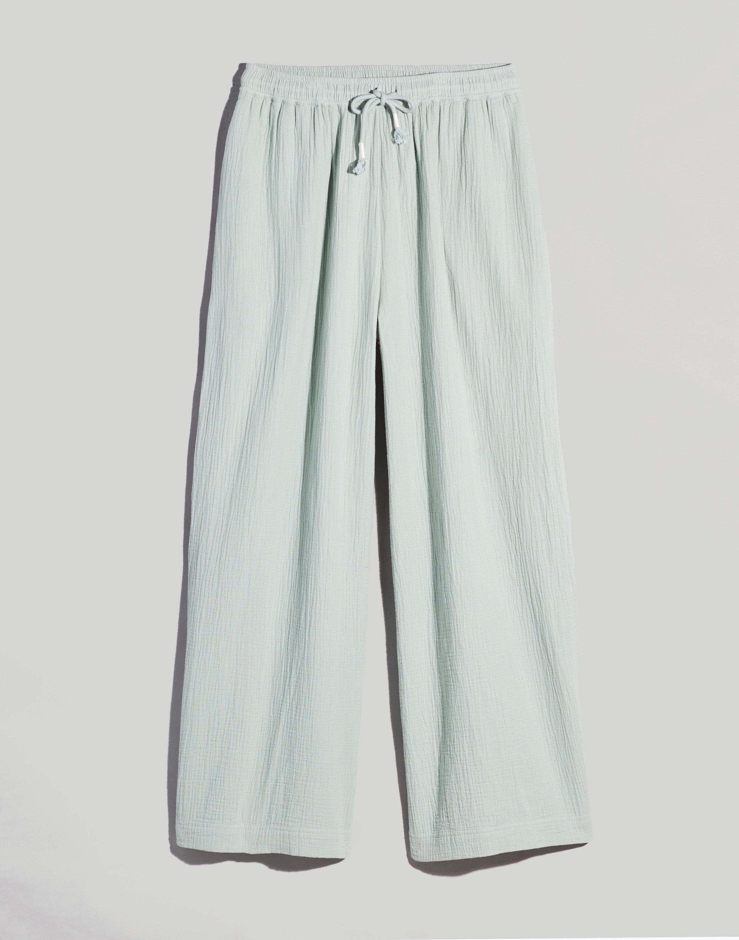 Double-Gauze Drawstring Wide-Leg Pants