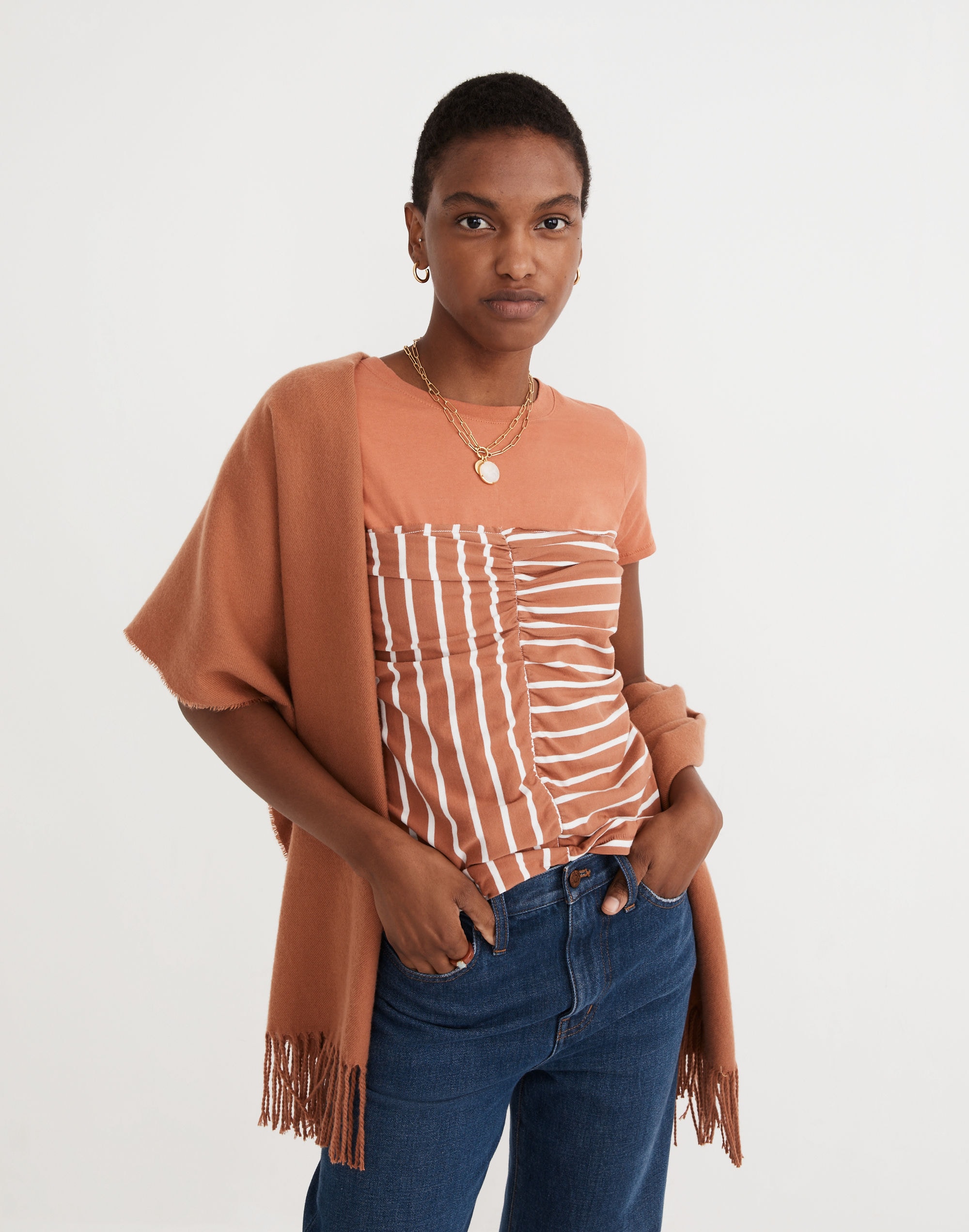 madewell x rentrayage upcycled ruched tee