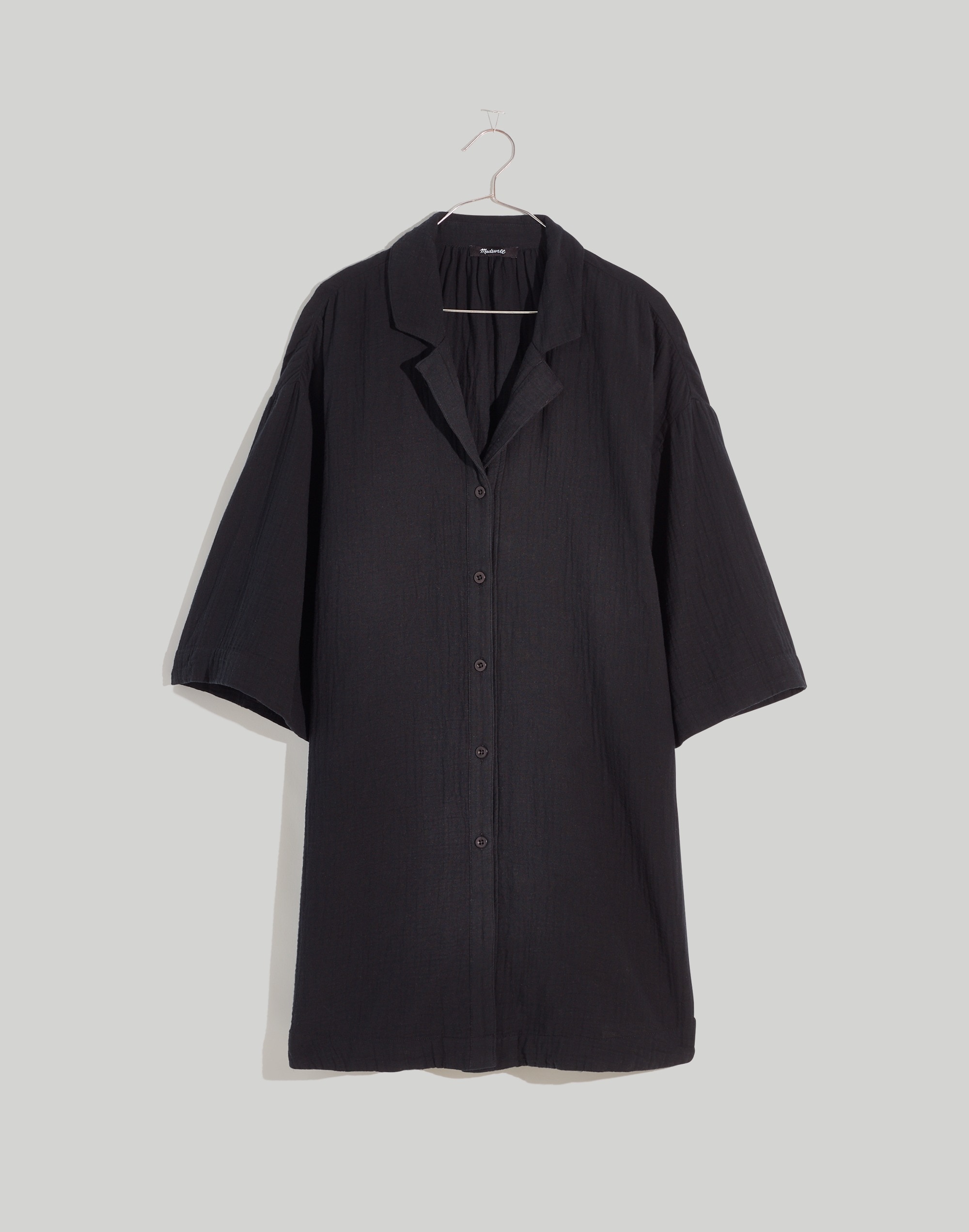 Crinkle Cotton Cover-Up Mini Shirtdress