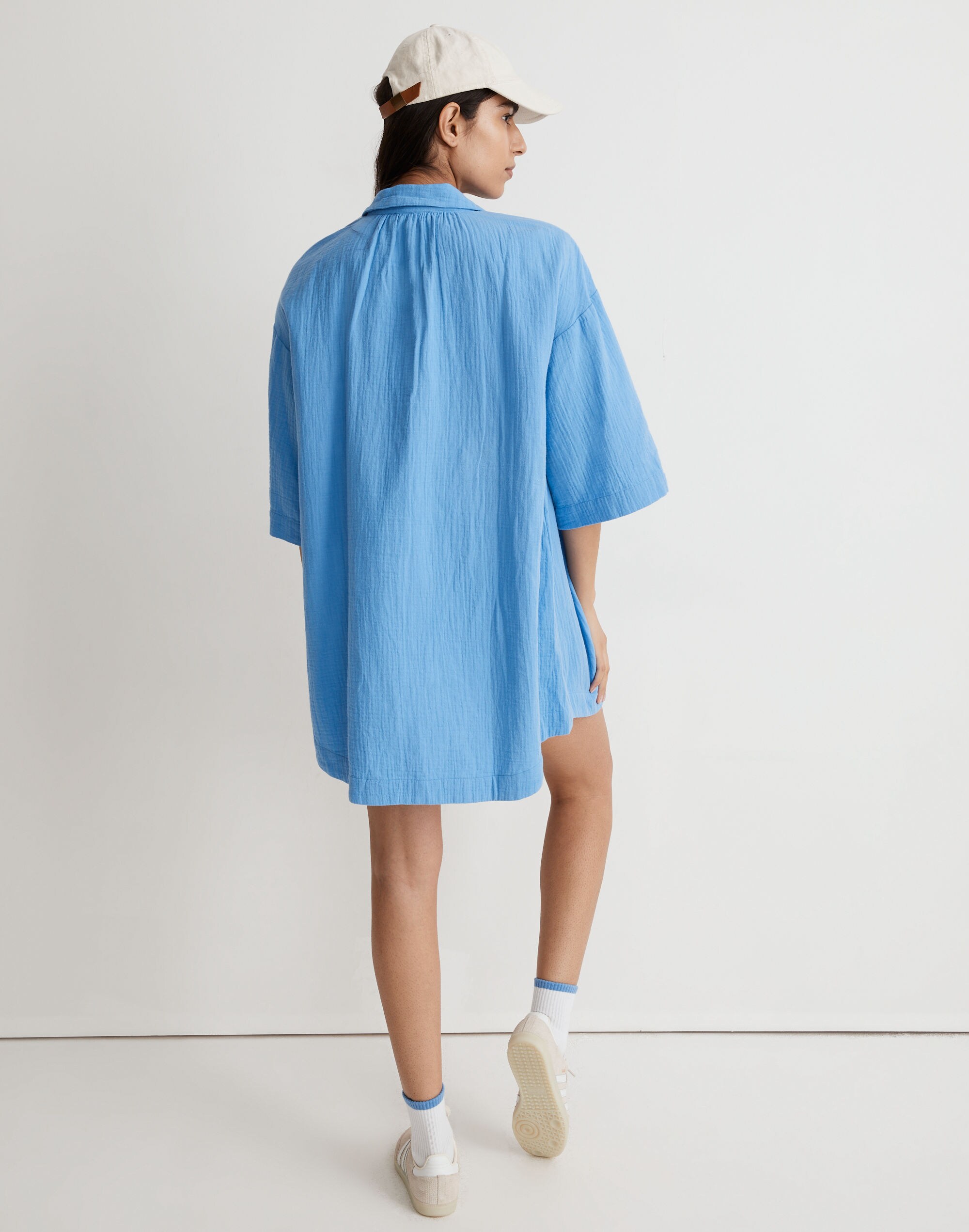 Lightspun Cover-Up Mini Shirtdress in oasis blue image 3