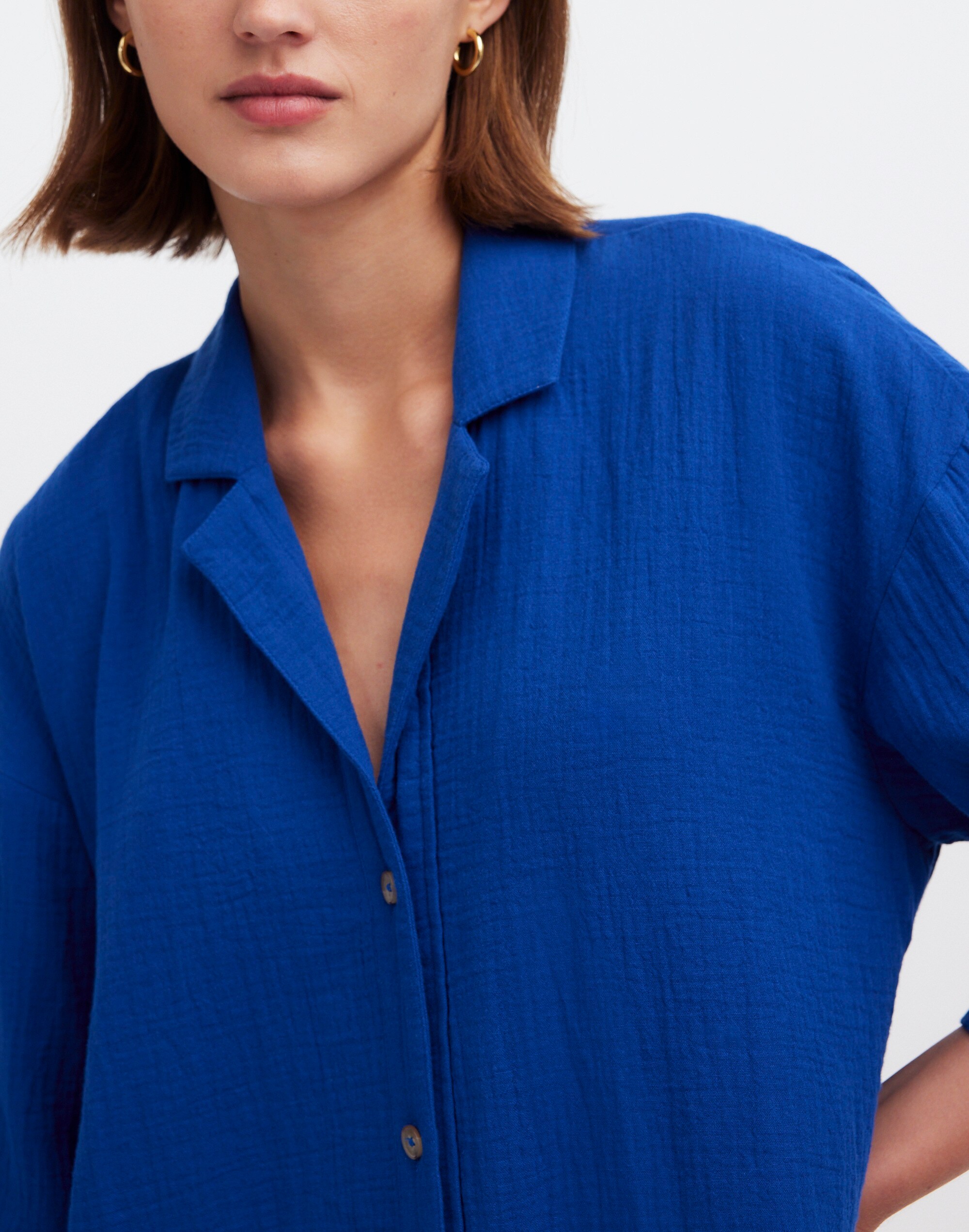 Crinkle Cotton Cover-Up Mini Shirtdress