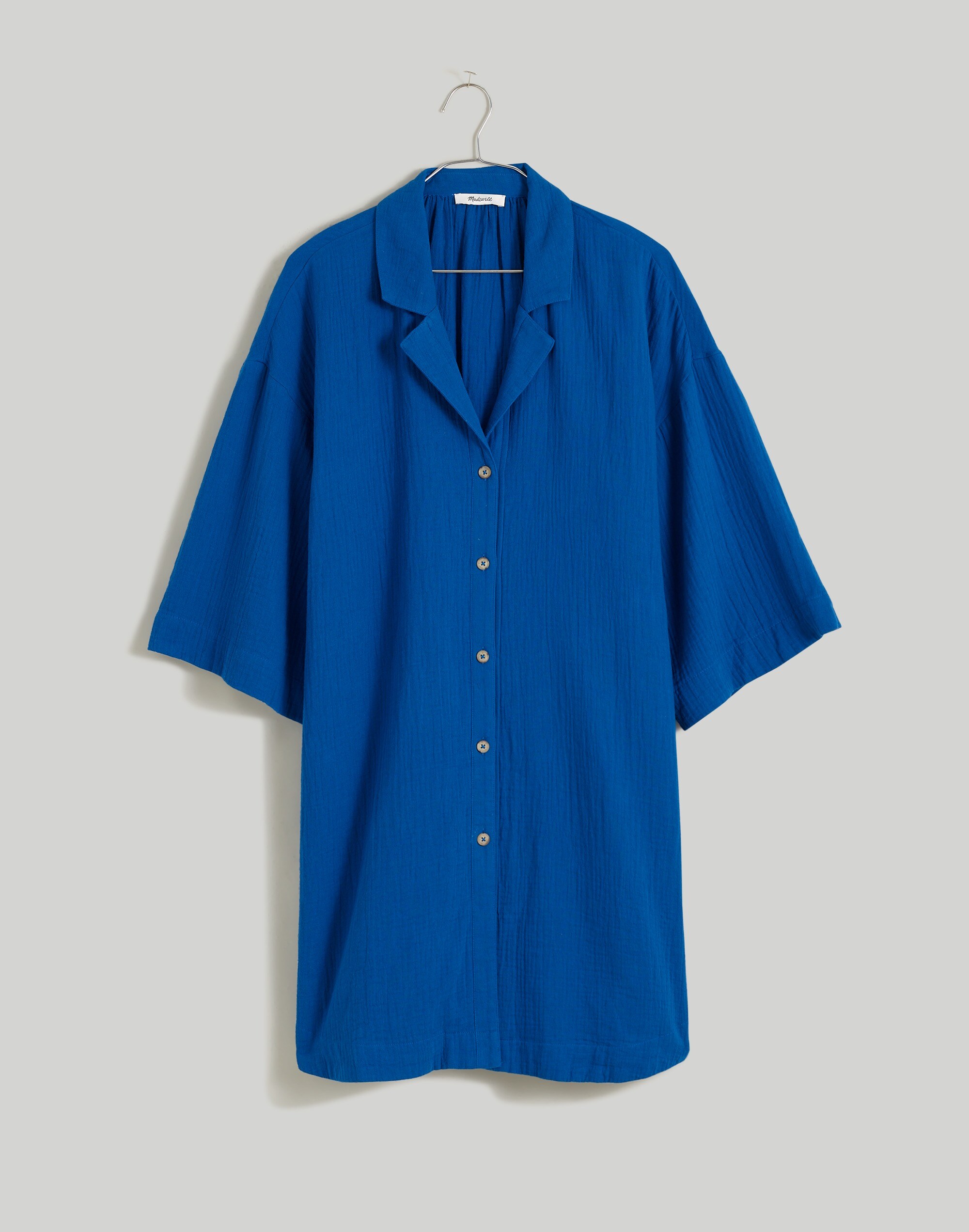 Crinkle Cotton Cover-Up Mini Shirtdress