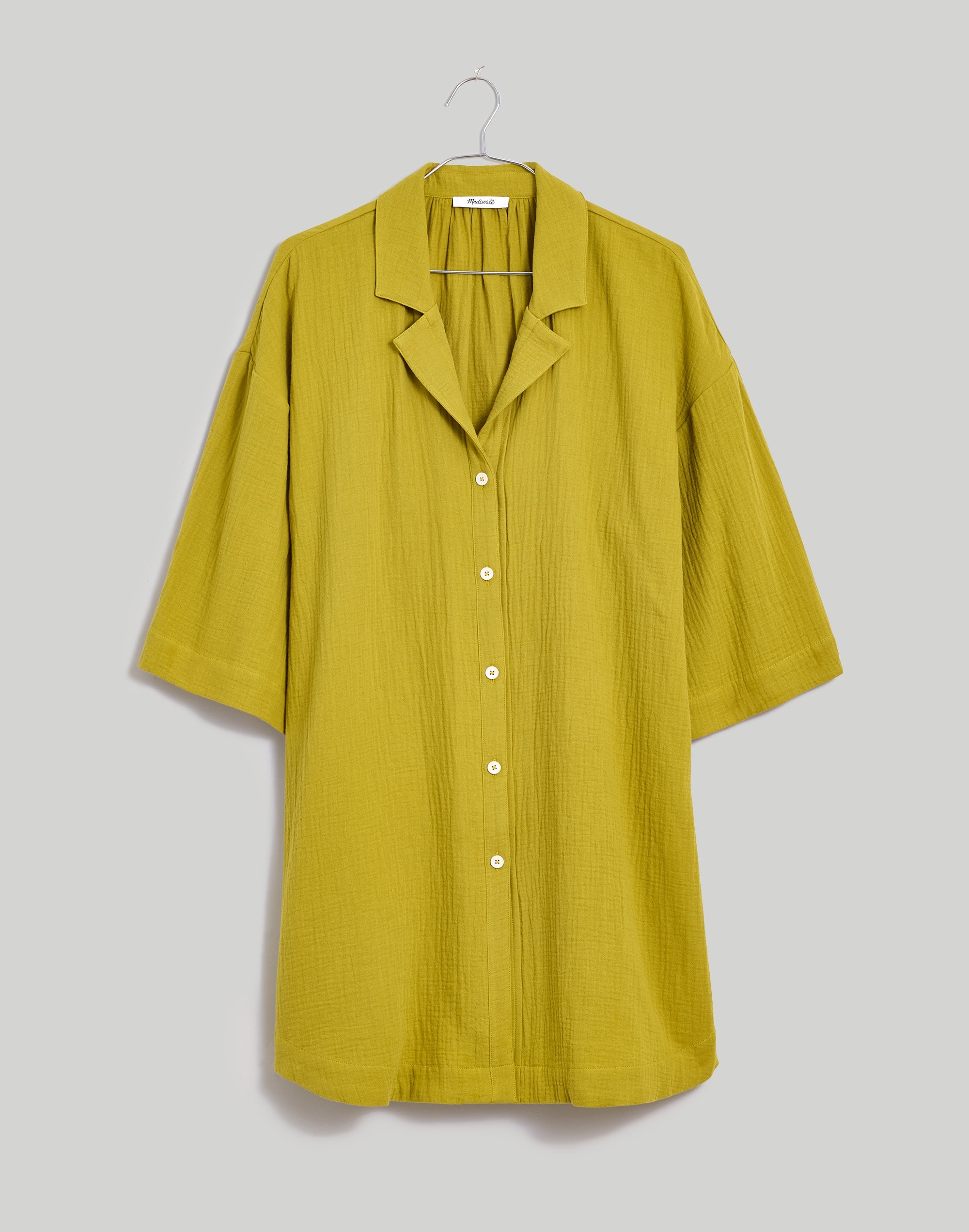 Crinkle Cotton Cover-Up Mini Shirtdress