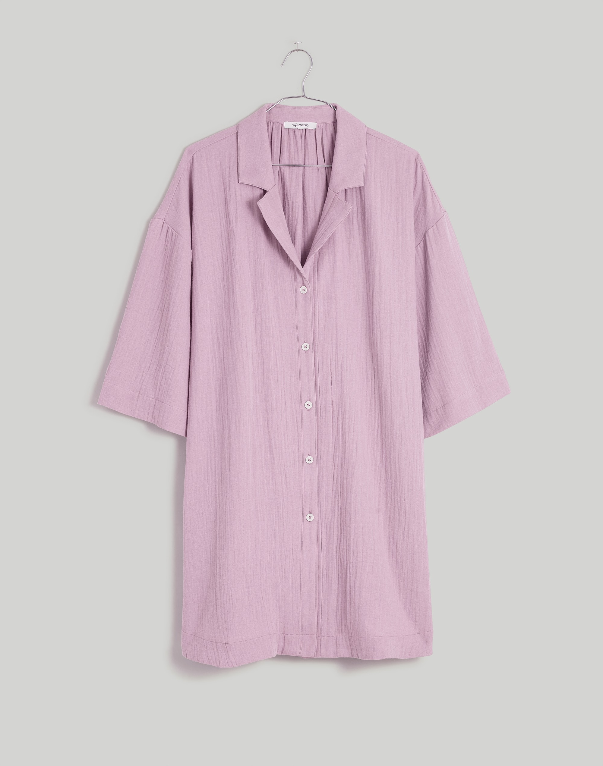 Crinkle Cotton Cover-Up Mini Shirtdress