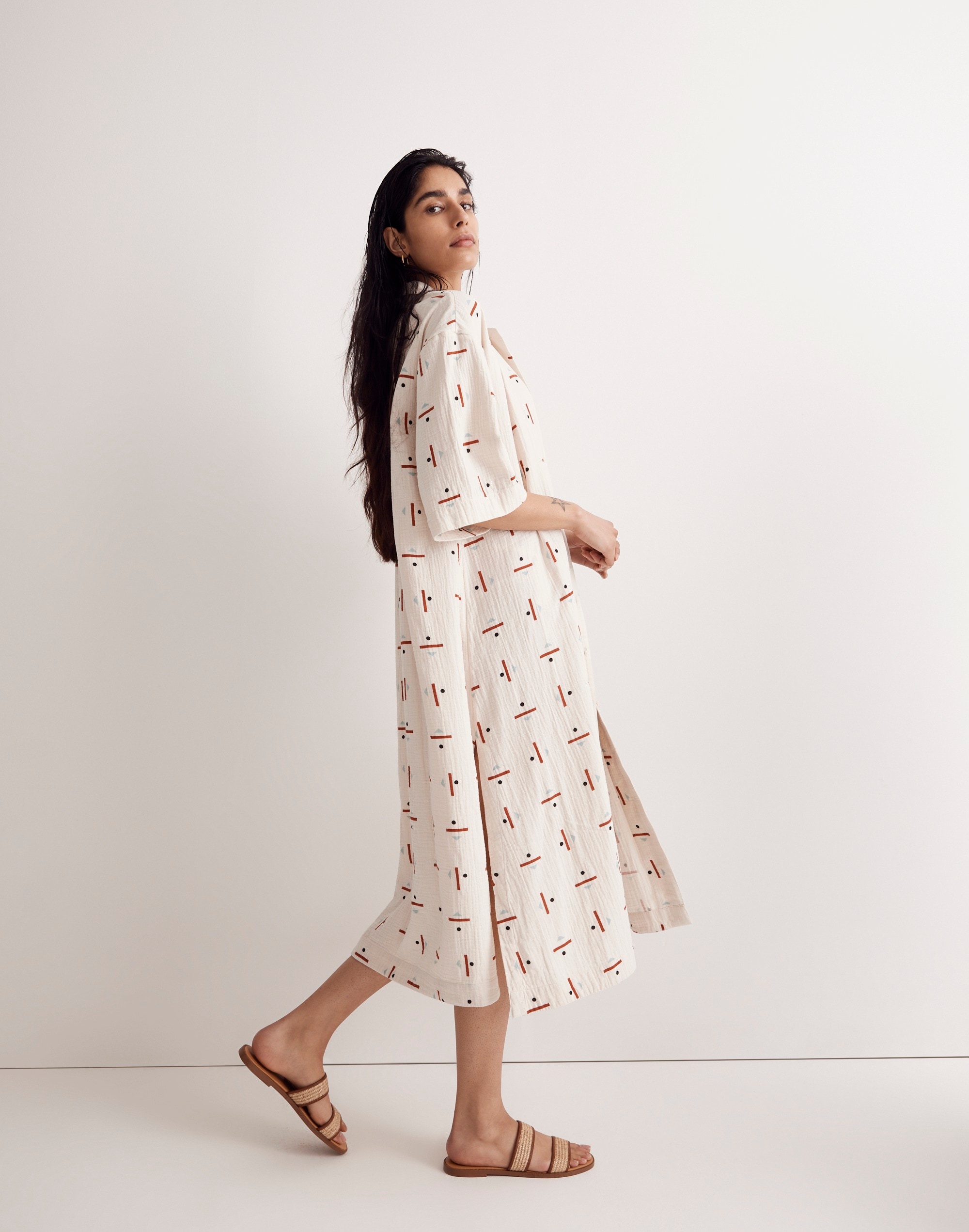 Madewell x Caroline Z Hurley Cover-Up Maxi Shirtdress in Abstract Alpha