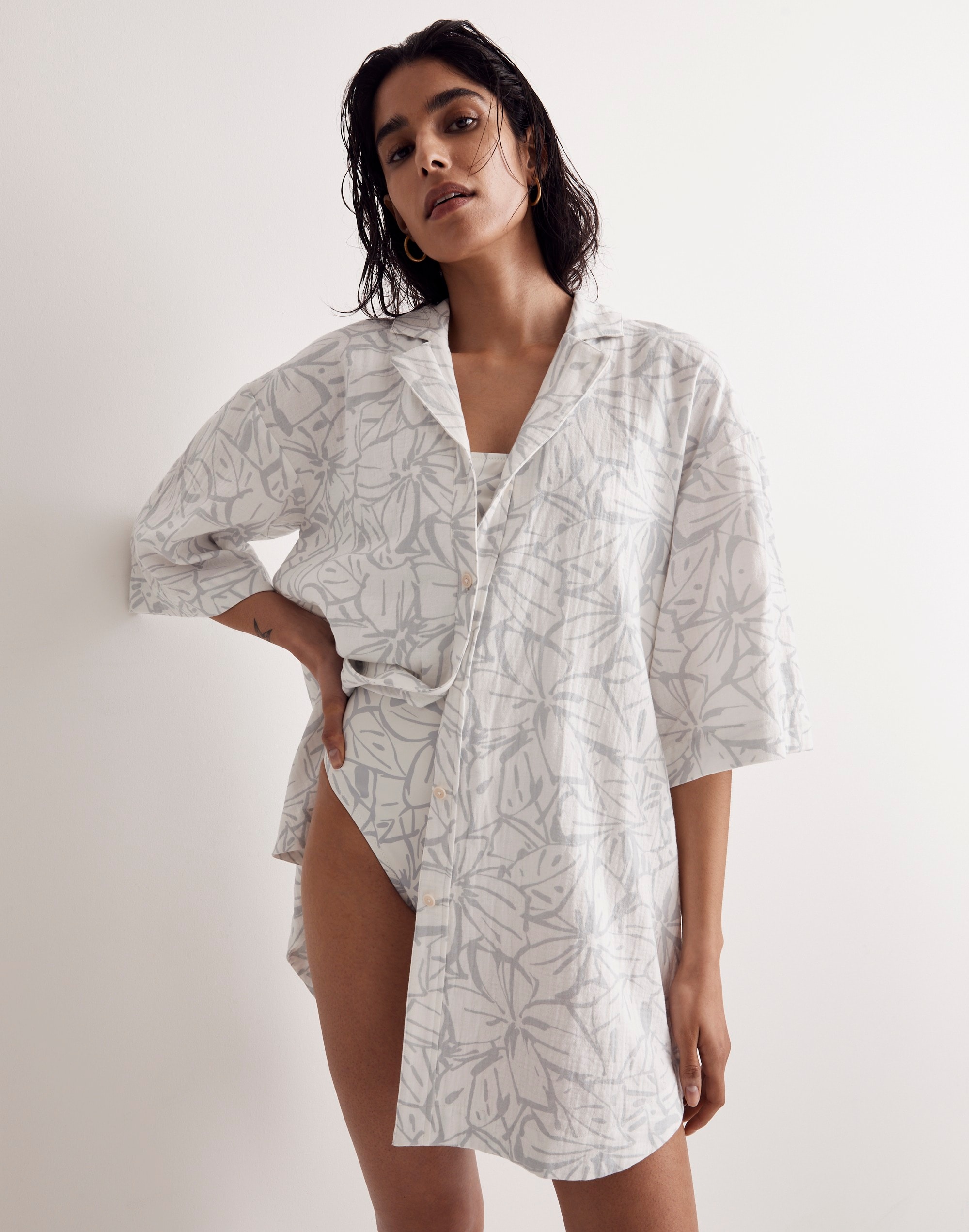 Lightspun Cover-Up Mini Shirtdress