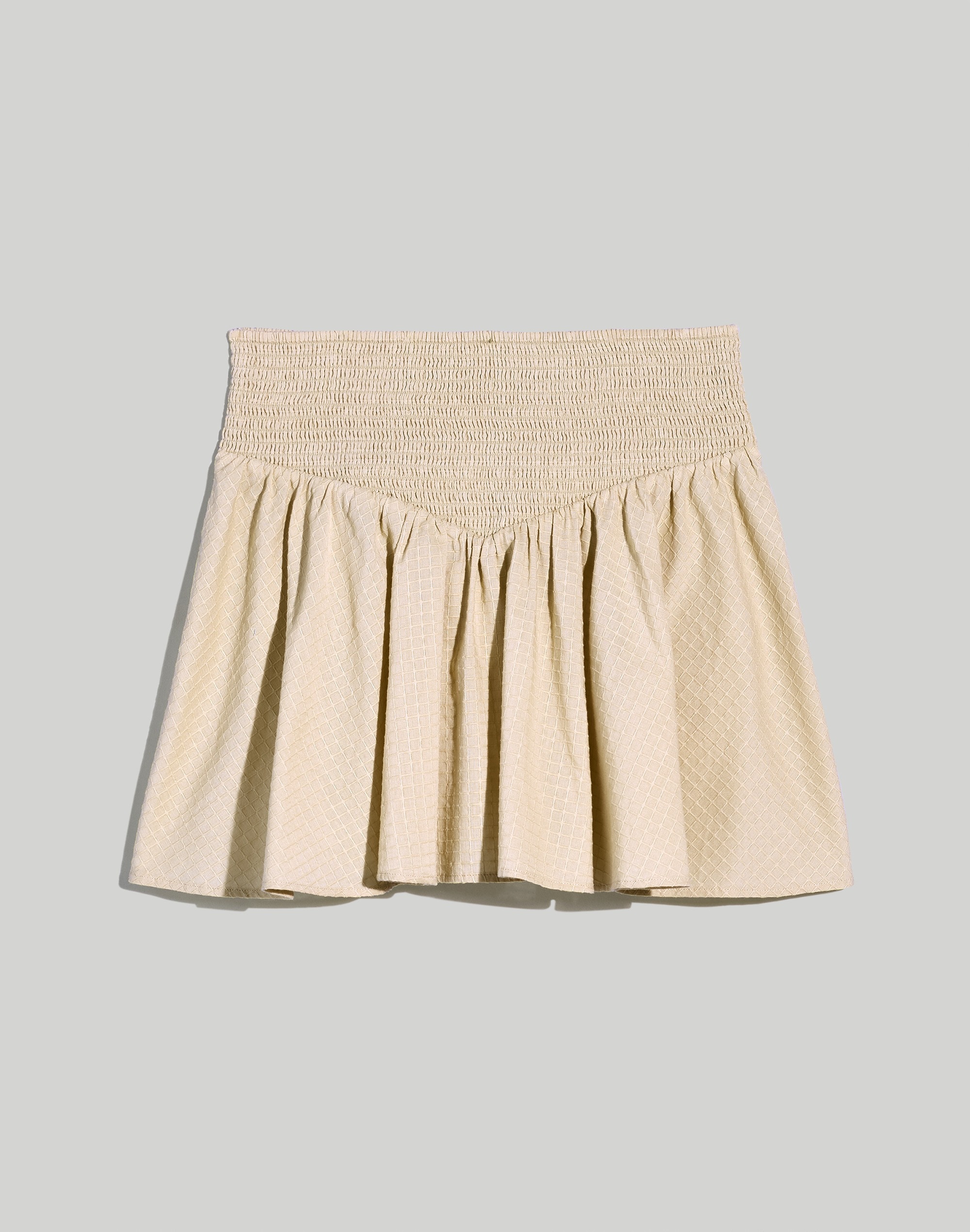 Dobby Smocked Mini Skirt