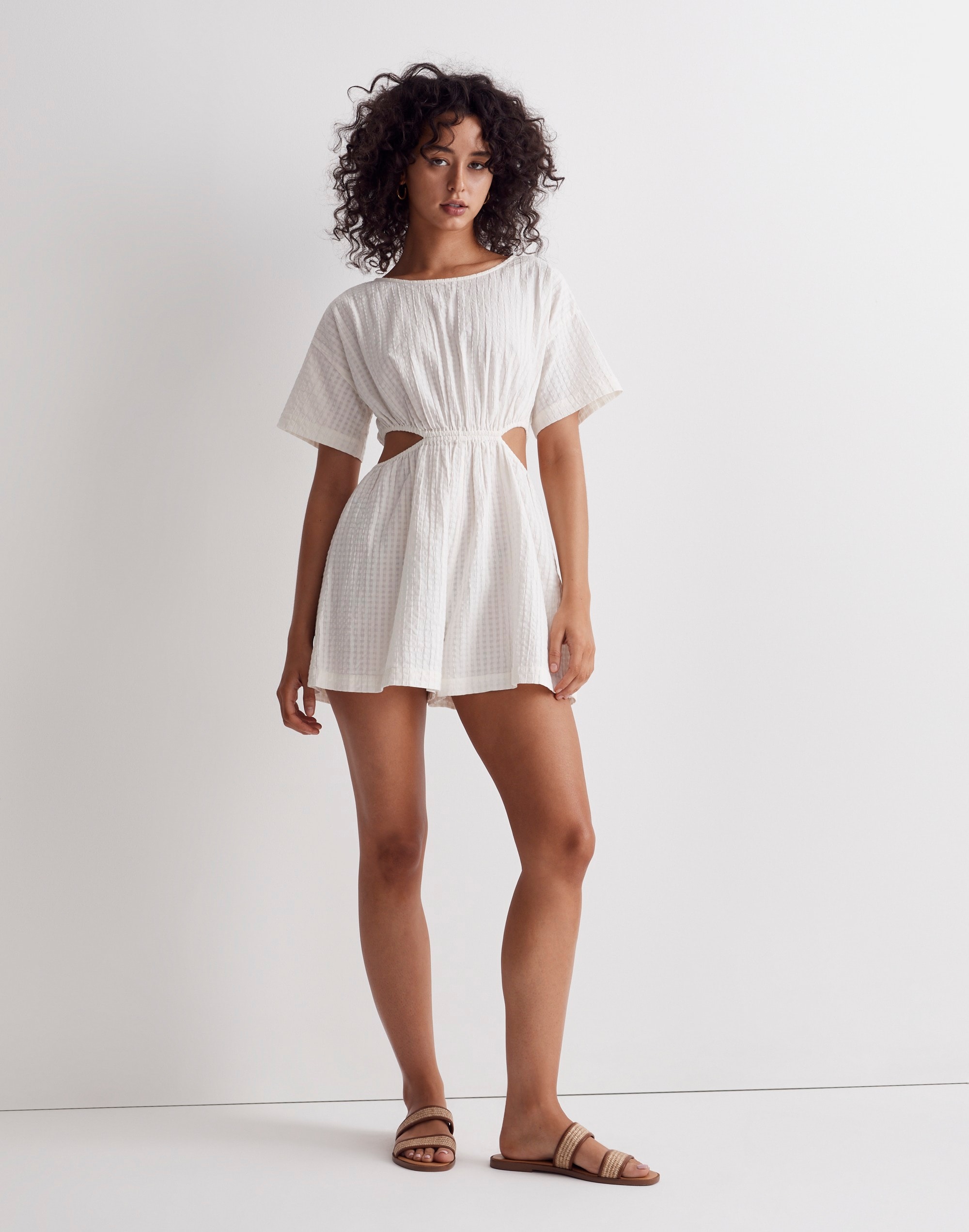 embroidered dobby cover-up mini dress
