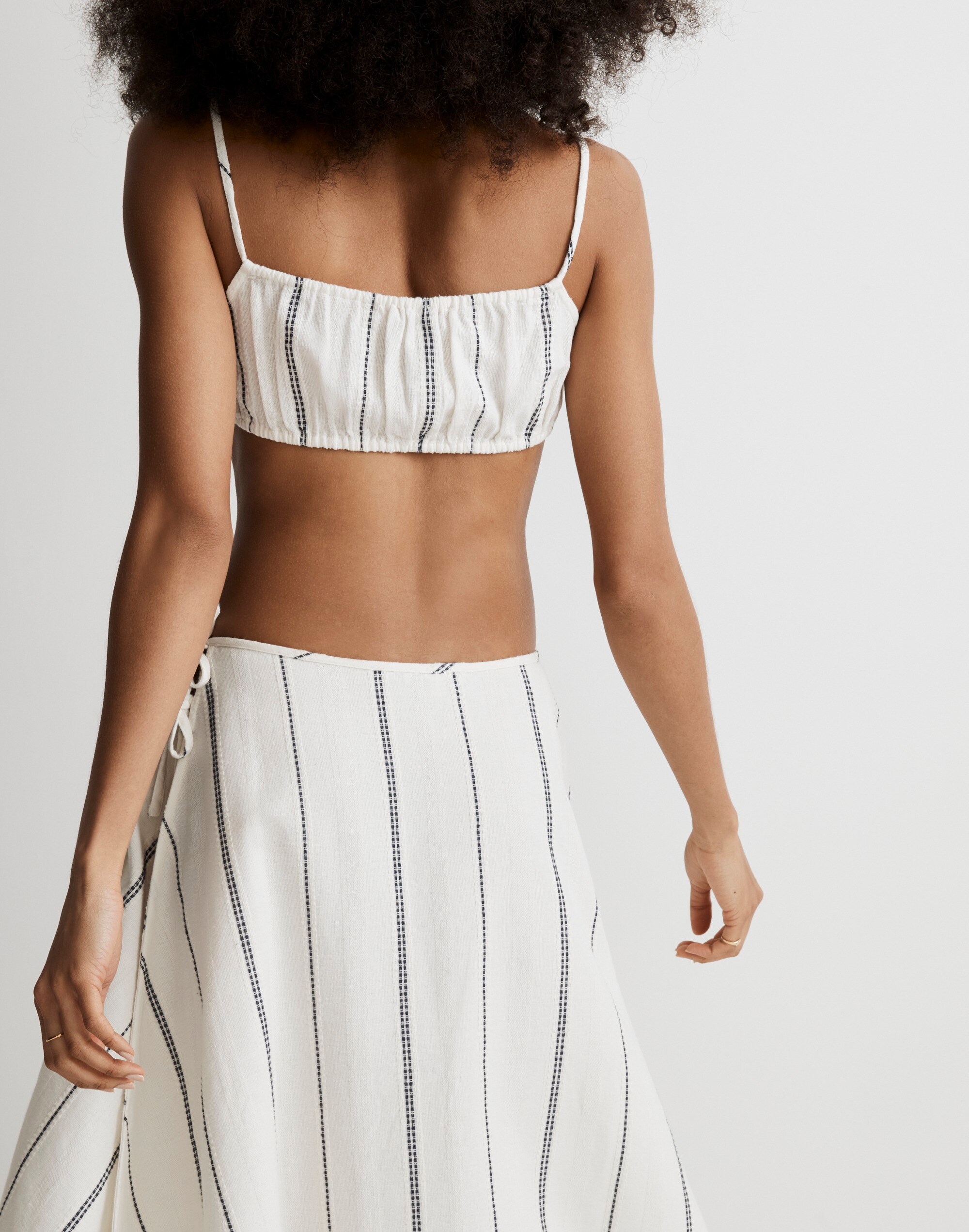 Tie-Front Bubble Cover-Up Crop Top