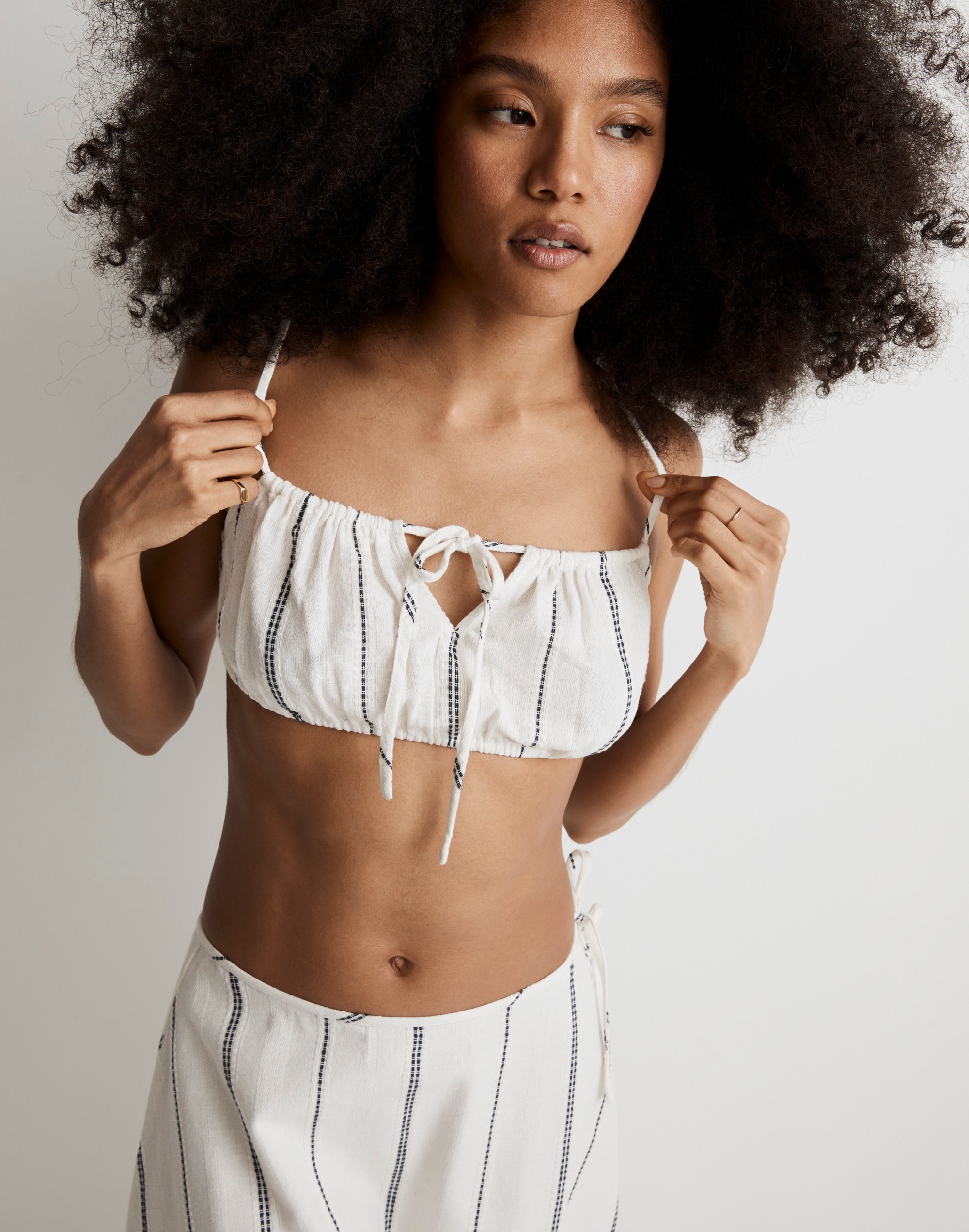 Tie-Front Bubble Cover-Up Crop Top