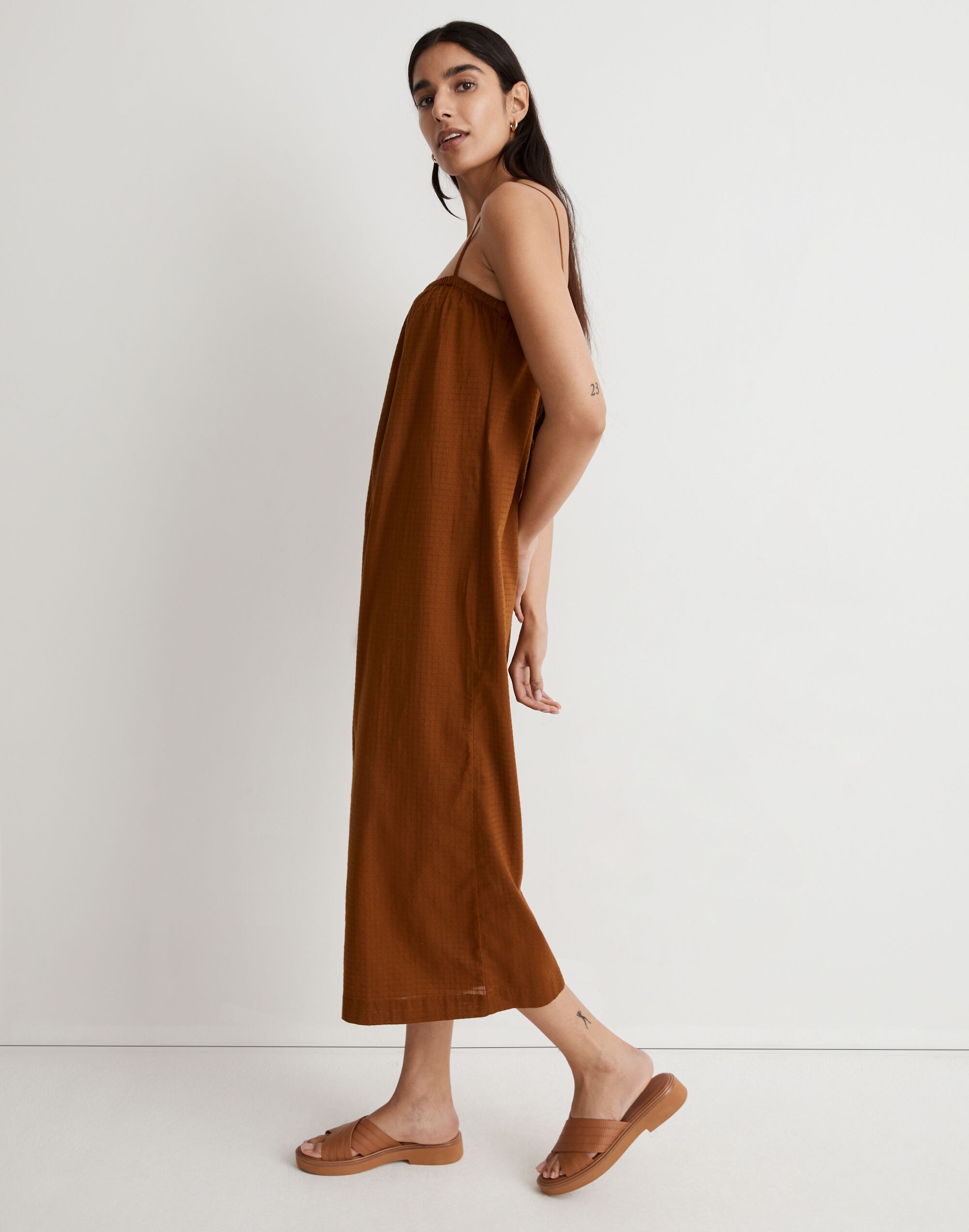 Dobby Pull-On Wide-Leg Cami Jumpsuit