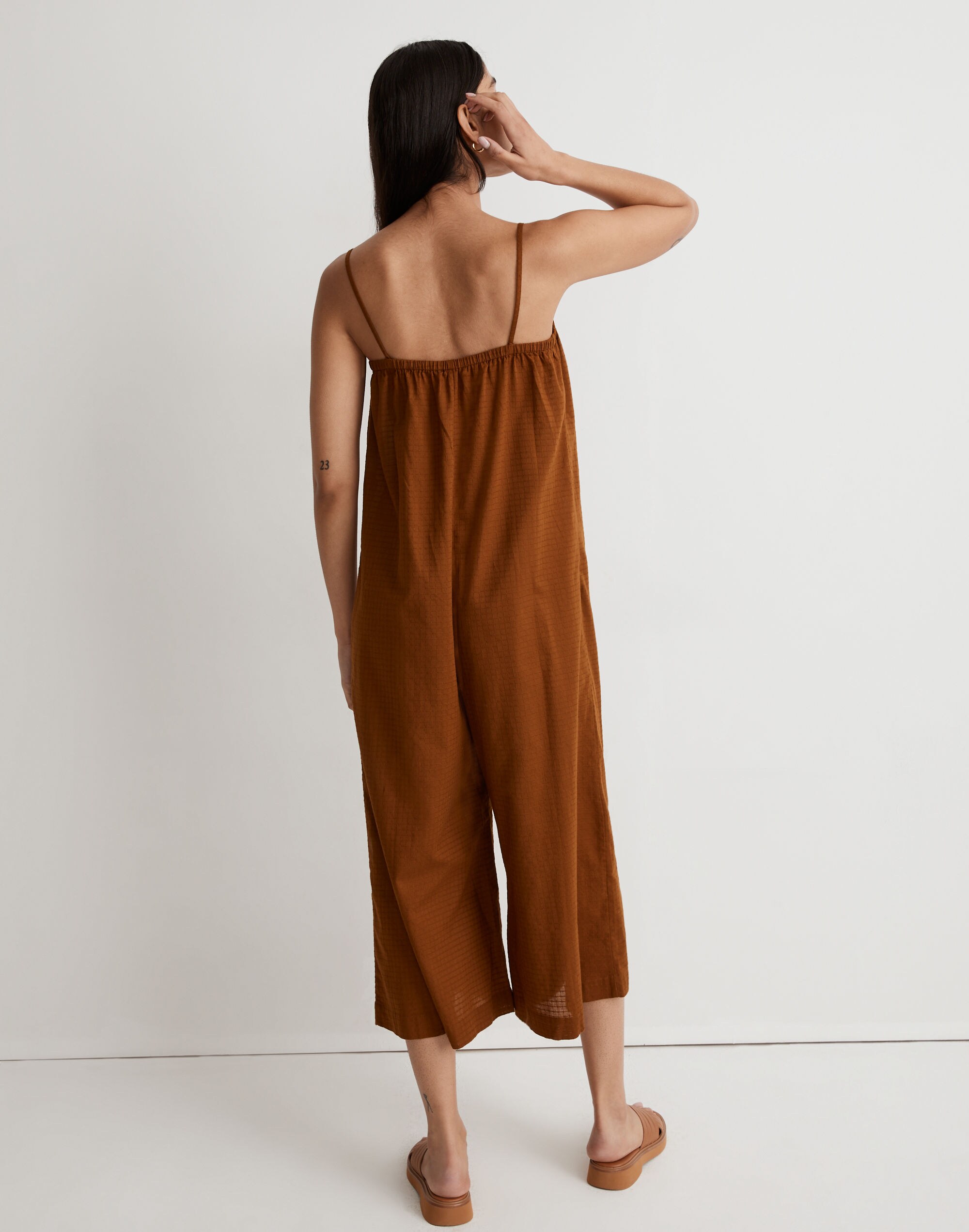 Dobby Pull-On Wide-Leg Cami Jumpsuit