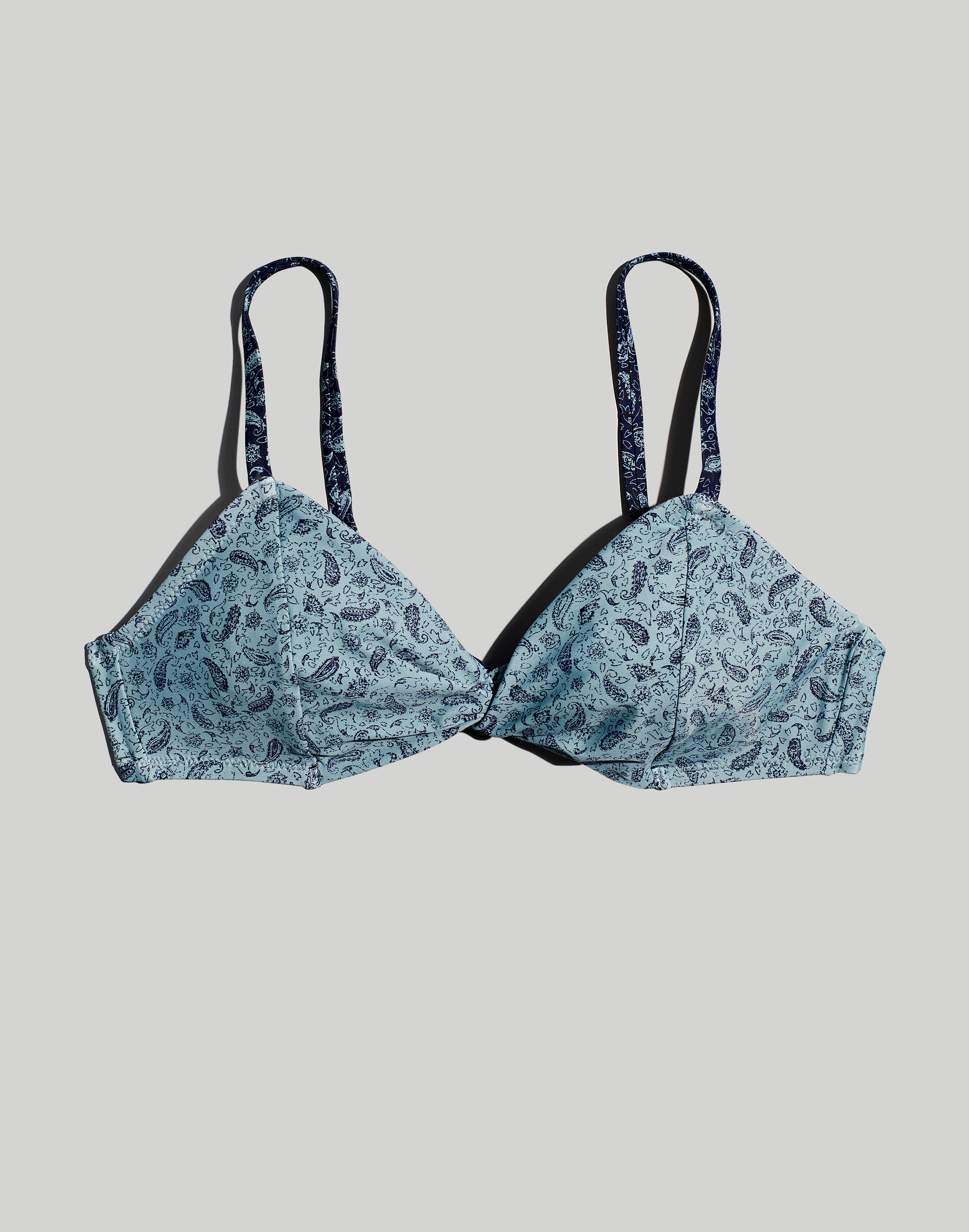 Twist-Front Bikini Top in Scratchpad Paisley