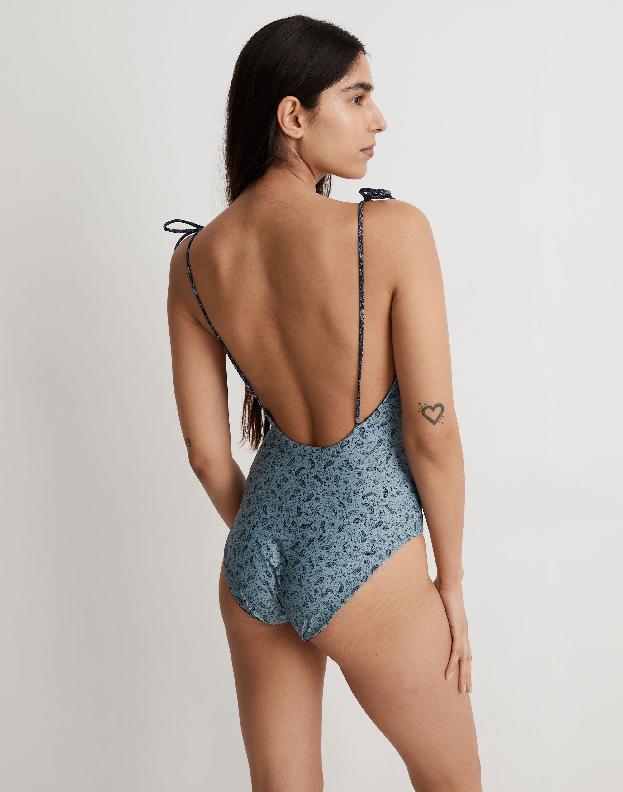 Reversible Tie Spaghetti-Strap One-Piece Swimsuit