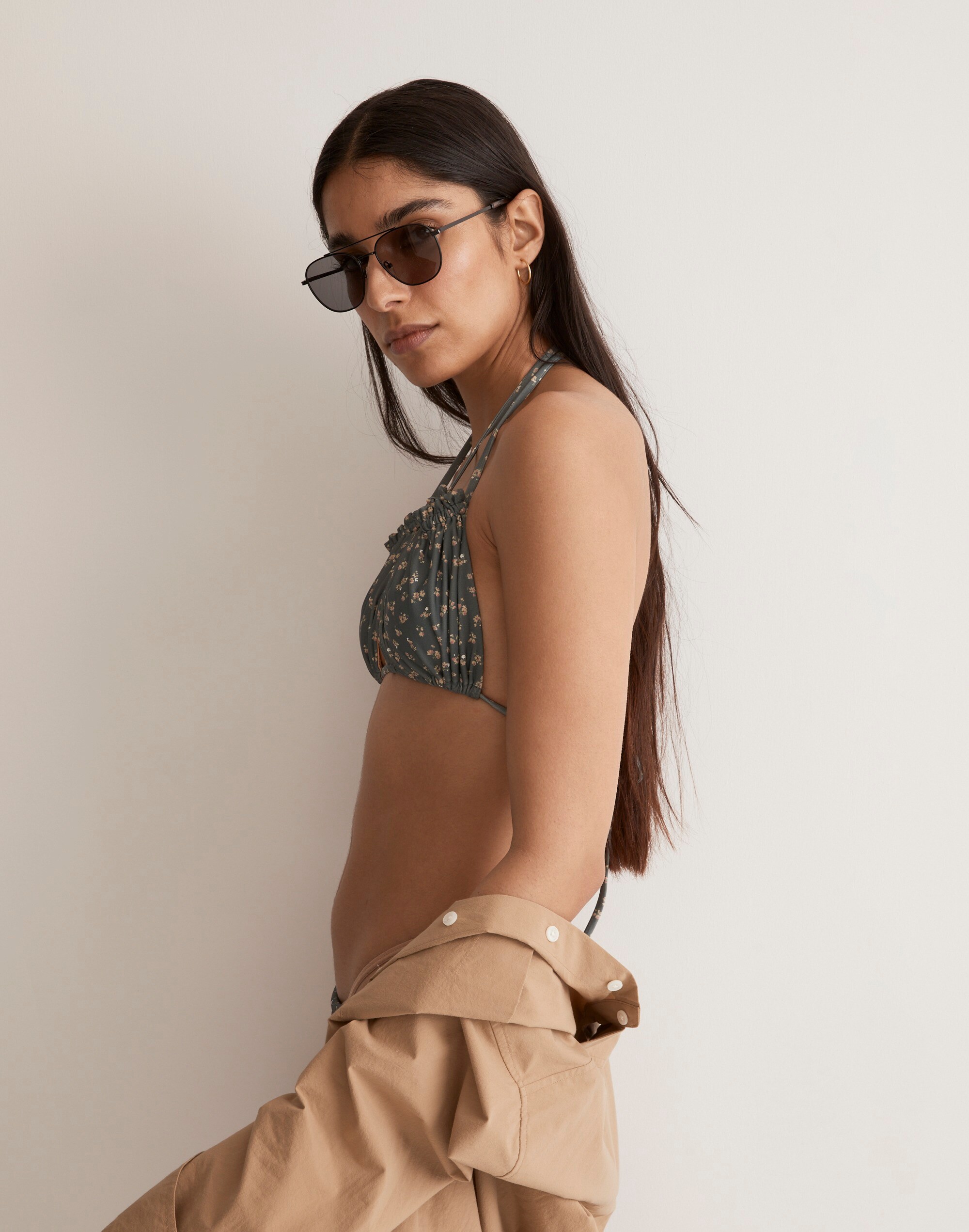 Ruched String Bikini Top