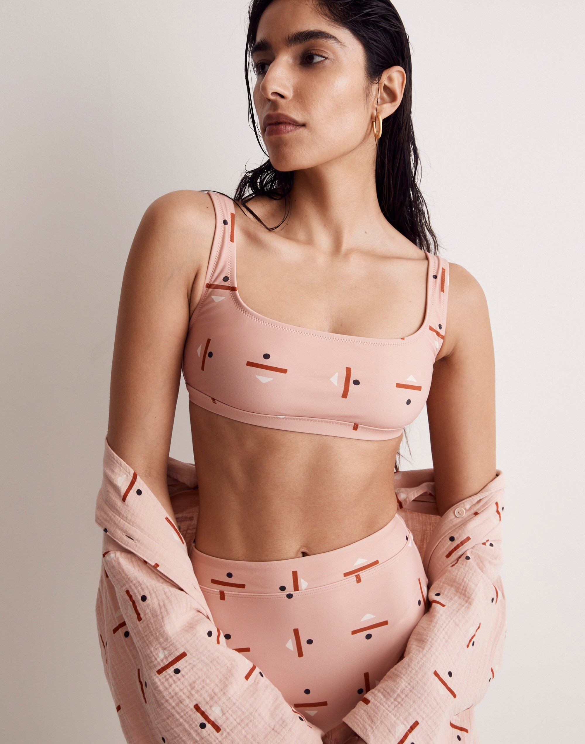 Madewell x Caroline Z Hurley Balconette Bikini Top in Abstract Alpha Alternate Image 1