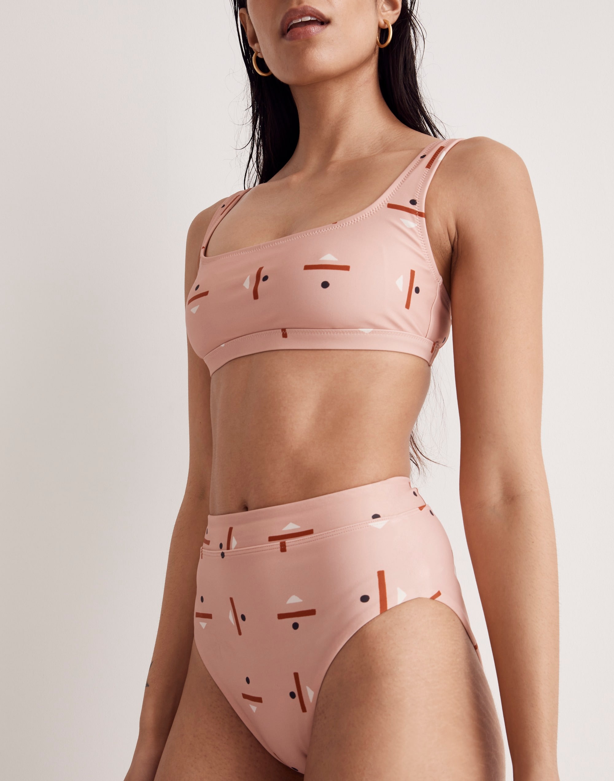 Madewell x Caroline Z Hurley High-Cut Bikini Bottom in Abstract Alpha