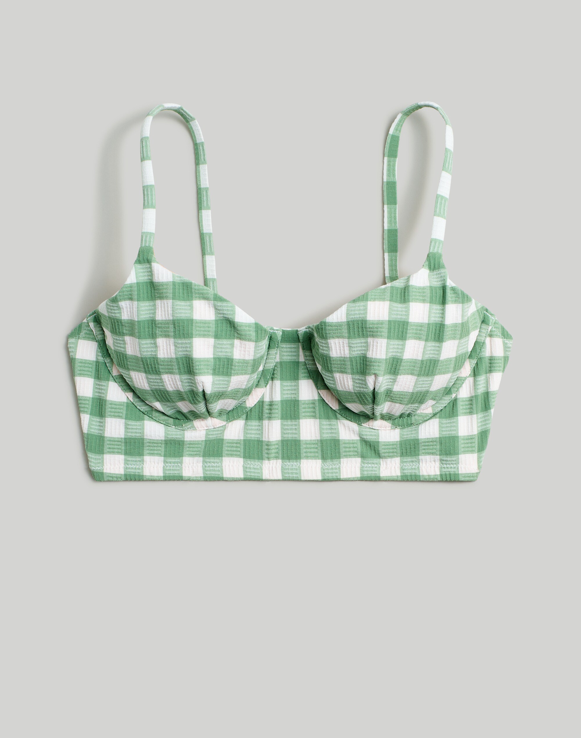 Second Wave Retro Longline Underwire Bikini Top in Check