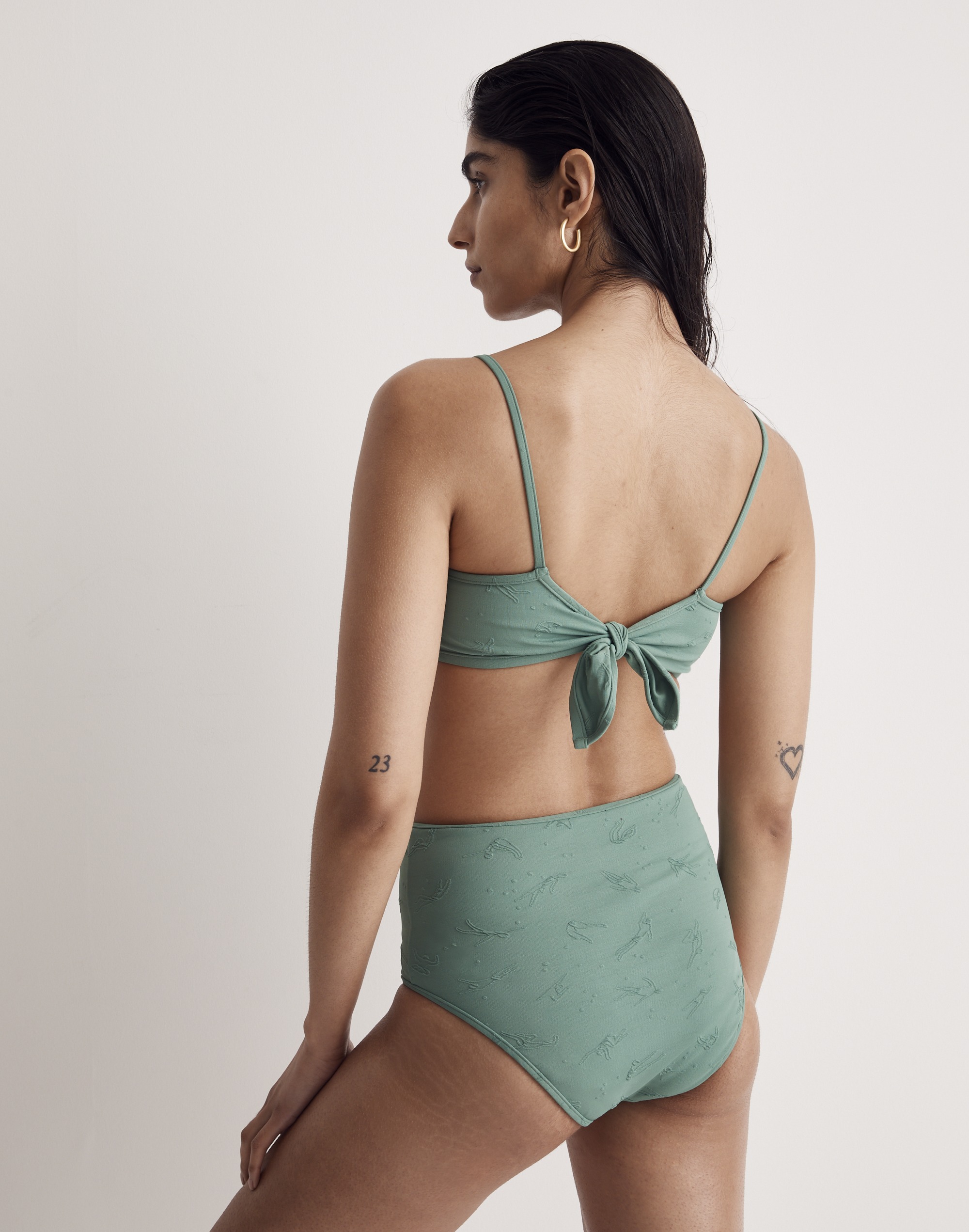 Tie-Back Bikini Top in Swim Team Jacquard