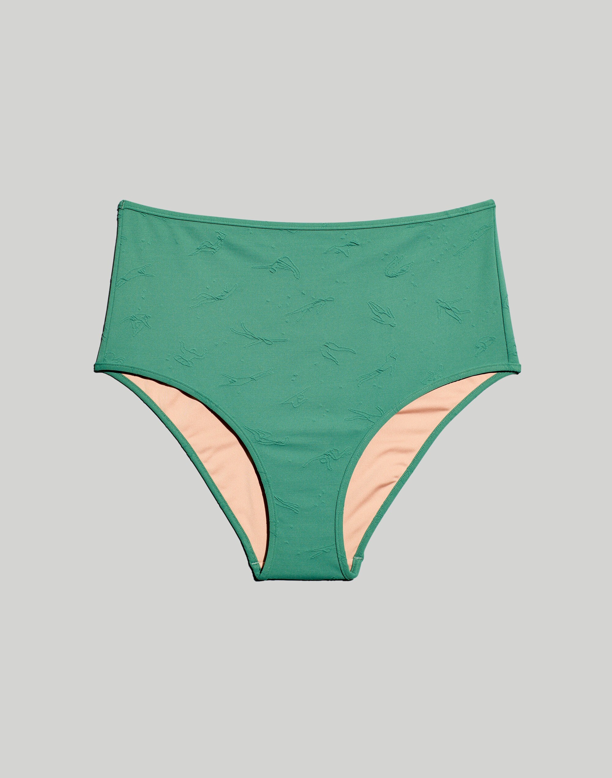 Retro High-Waisted Bikini Bottom in Swim Team Jacquard