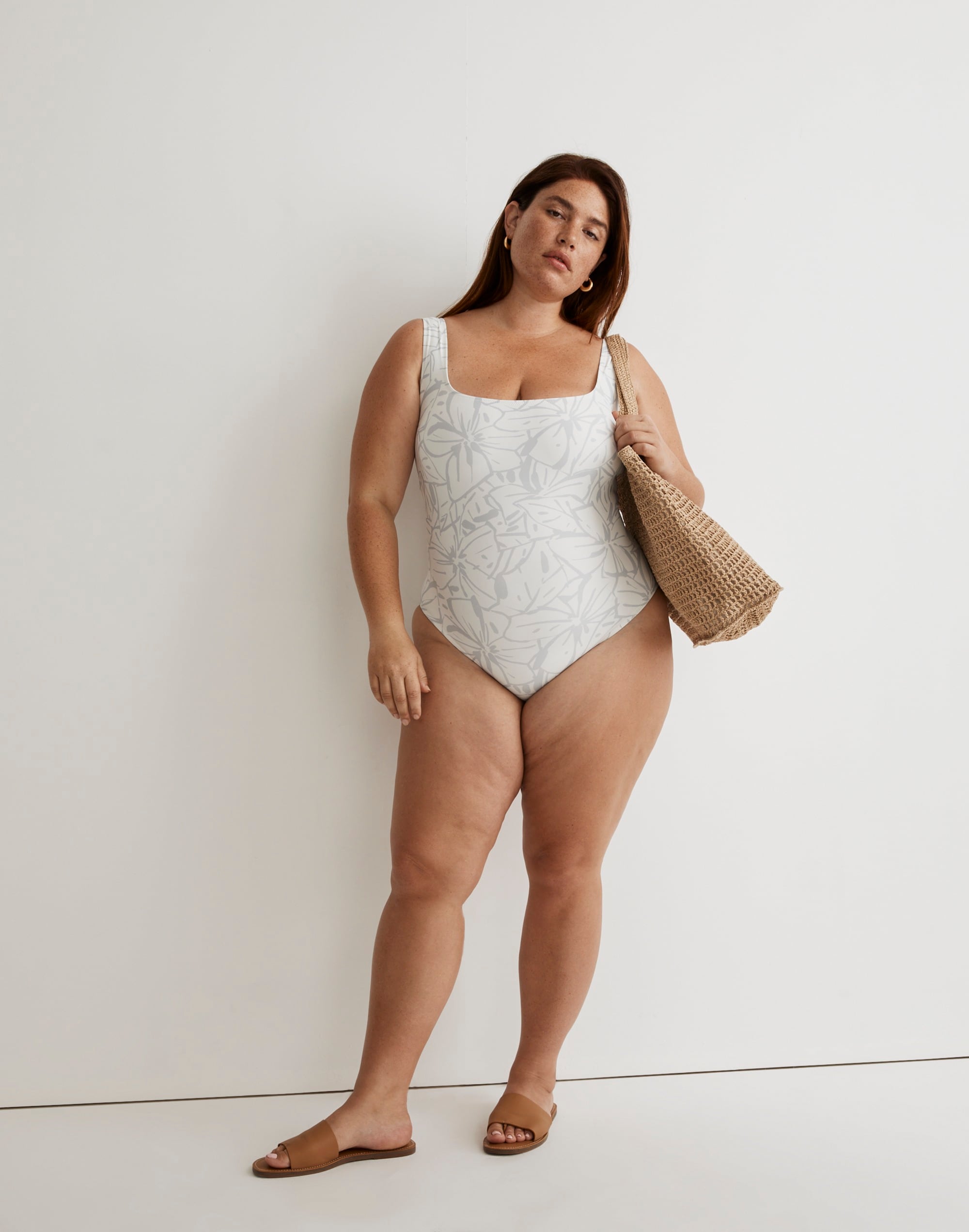 plus square-neck tank one-piece swimsuit