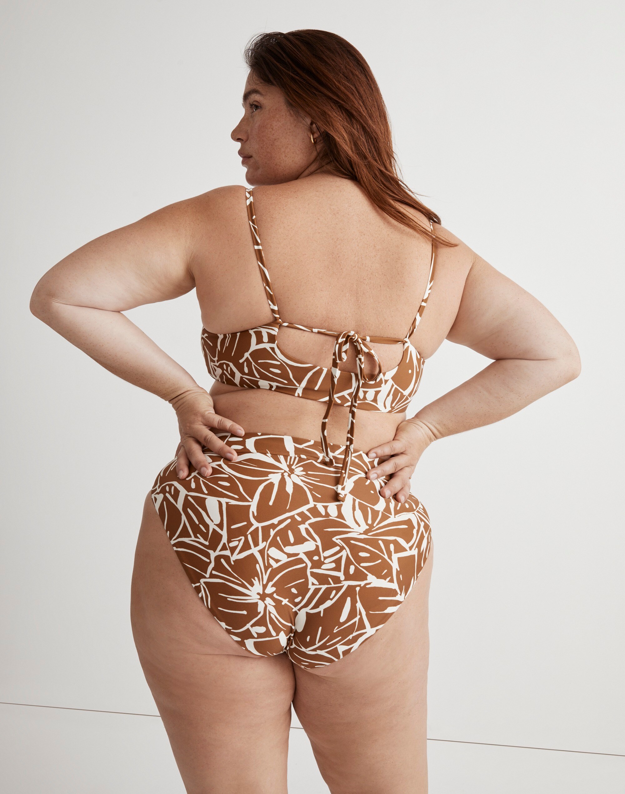 Plus High-Rise Crossover Bikini Bottom in null image 3