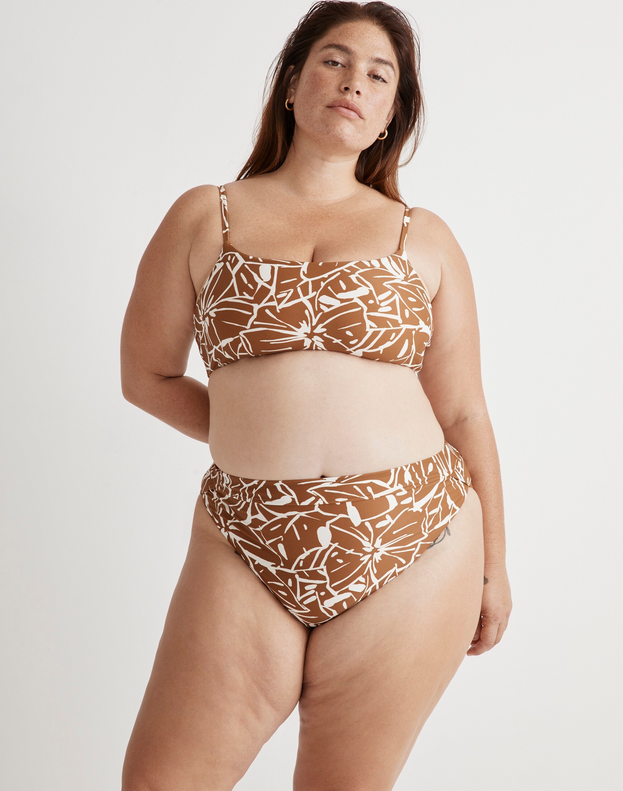 Plus High-Rise Crossover Bikini Bottom in null image 4