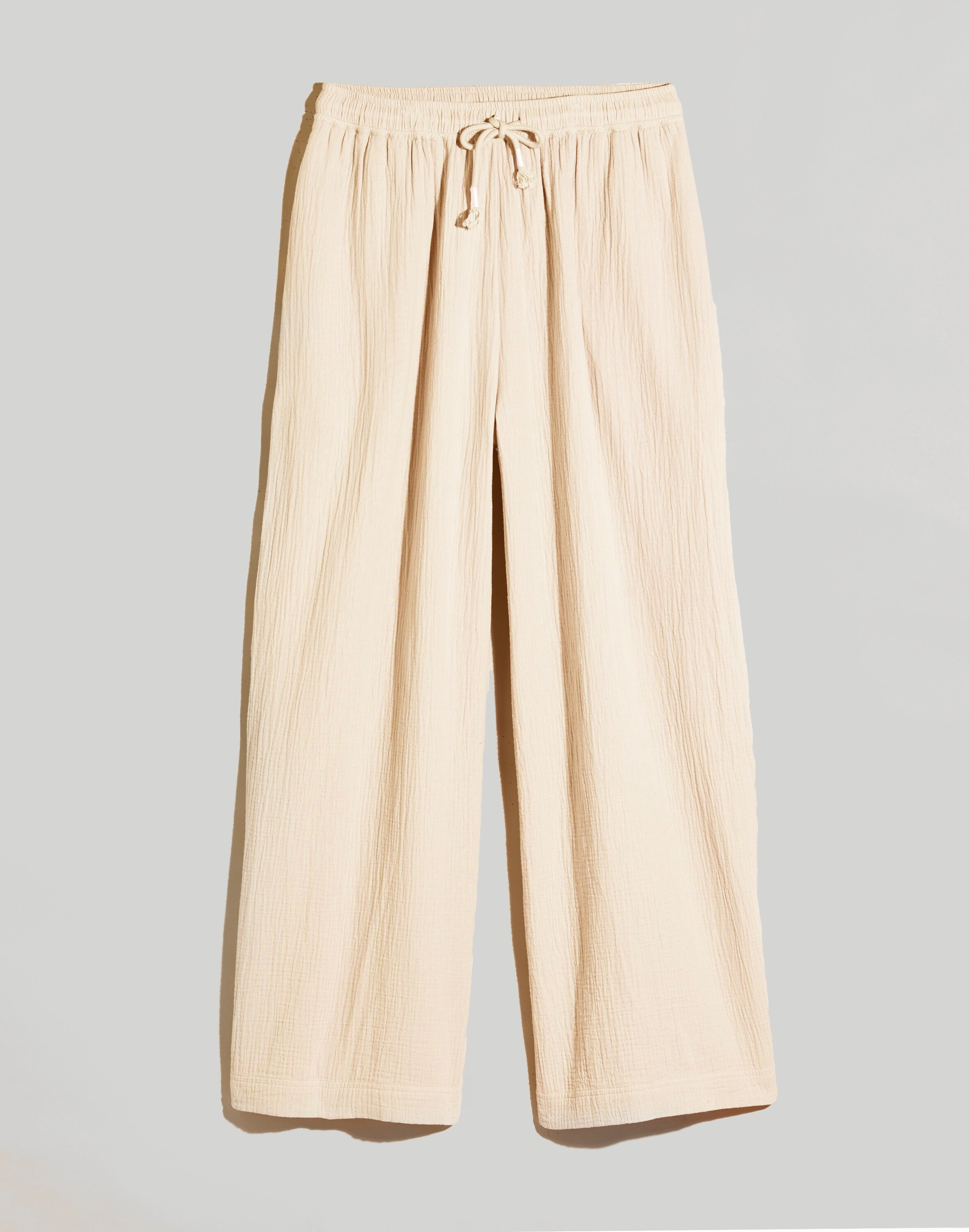 Plus Double-Gauze Drawstring Wide-Leg Pants