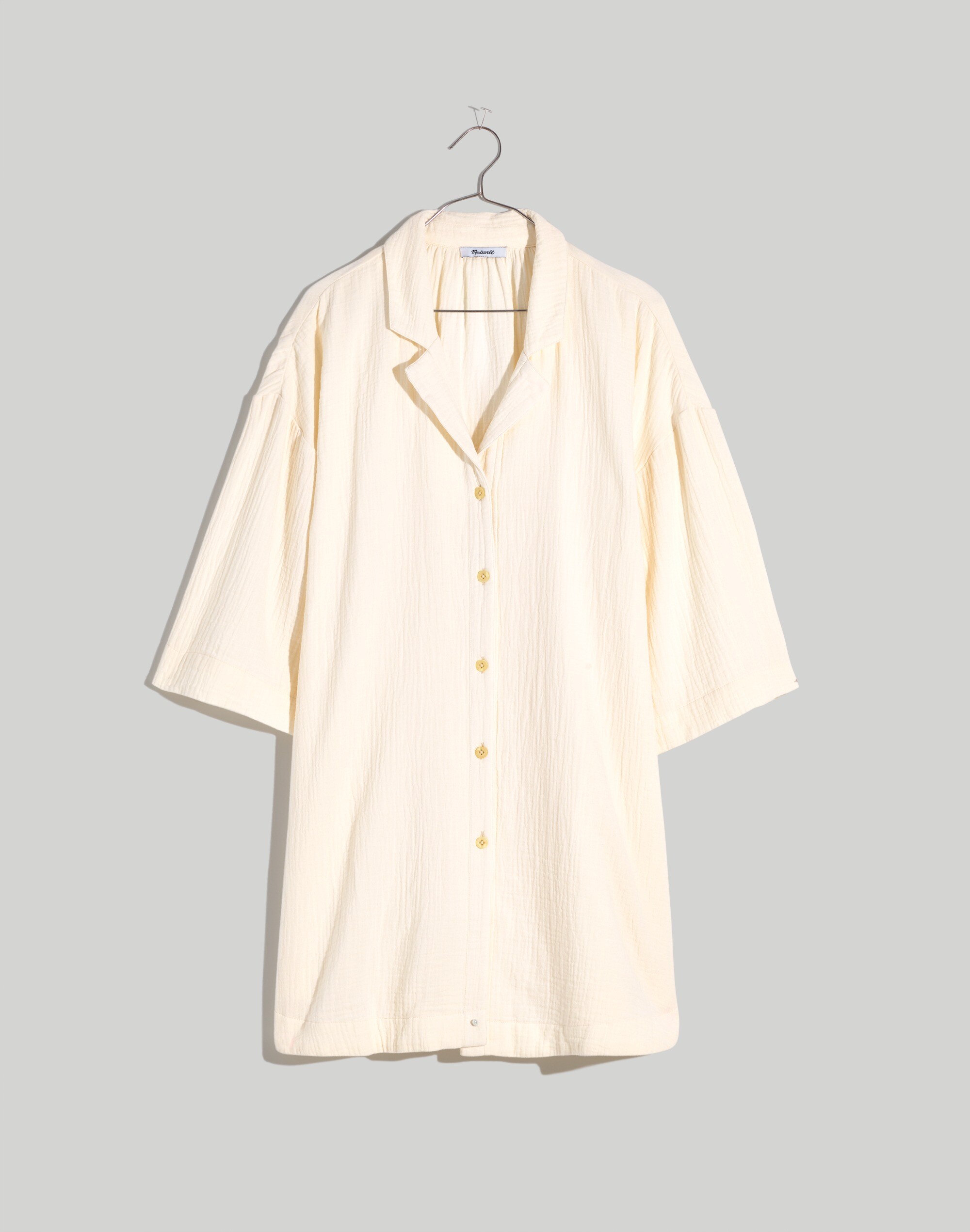 Plus Crinkle Cotton Cover-Up Mini Shirtdress