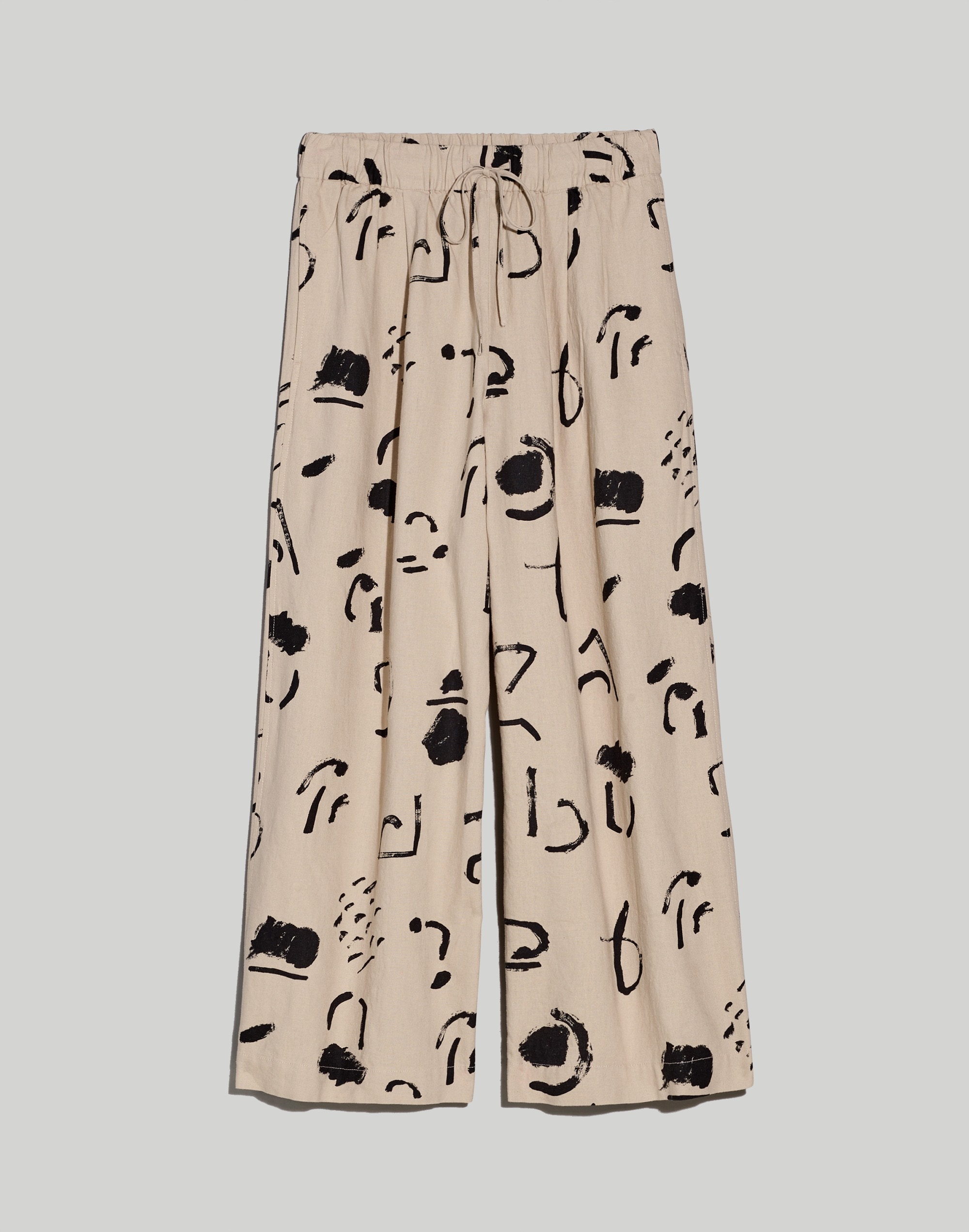 Madewell x Caroline Z Hurley Pull-On Wide-Leg Crop Pants in Abstract Alpha